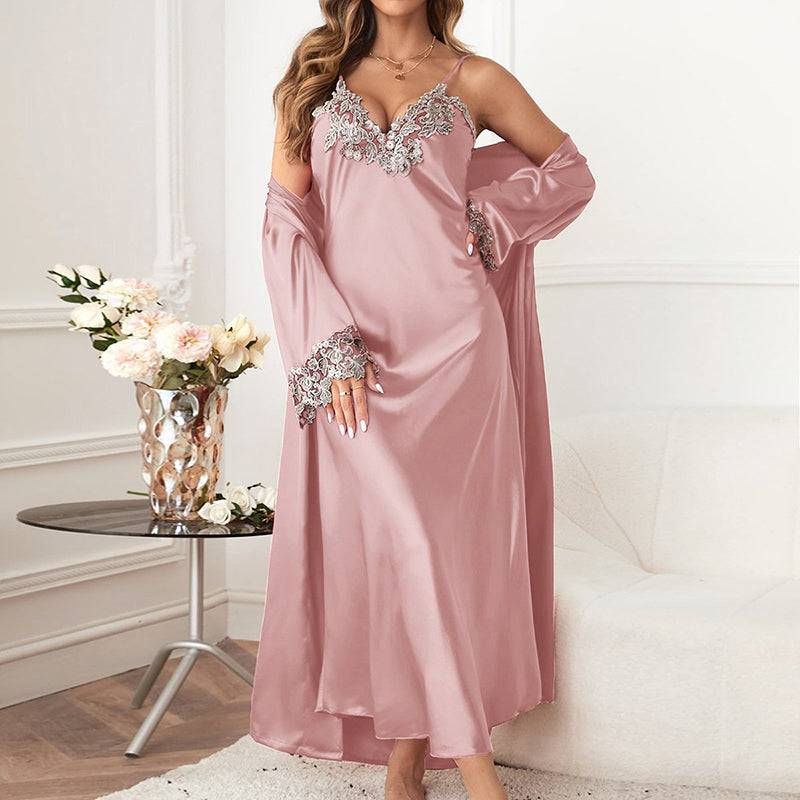 Embroidered Lace 2-Pices Cami Dress Long loungewear