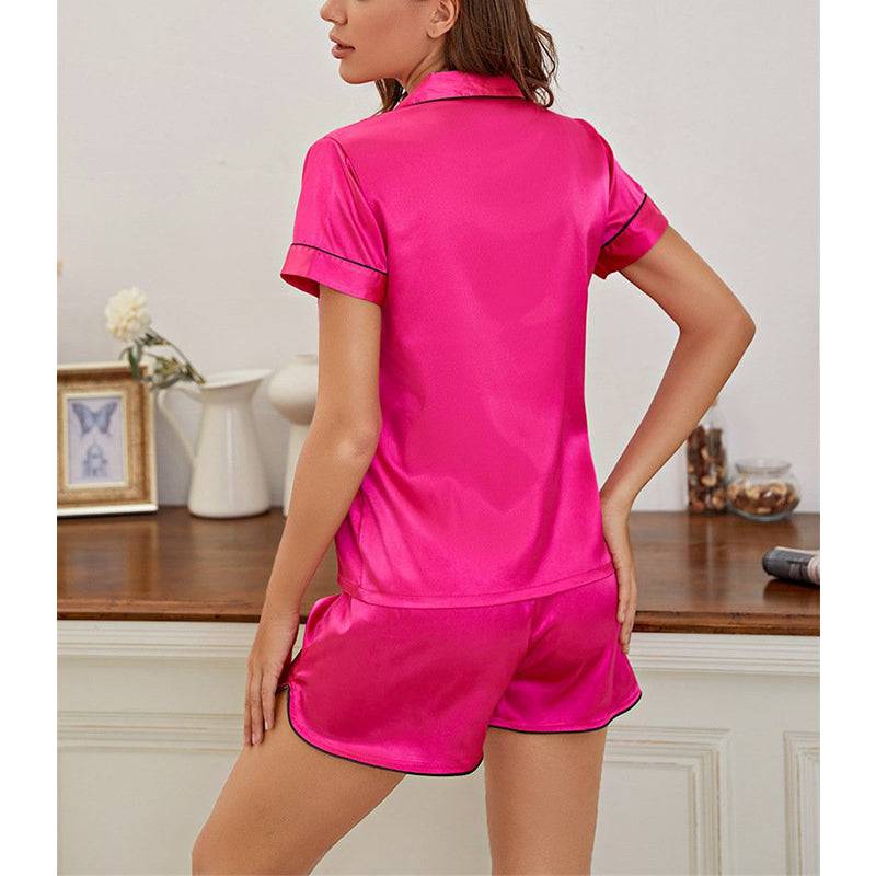 Eis-Seide Besticktes Kurzarm-Set, Hautfreundliche Pyjamas