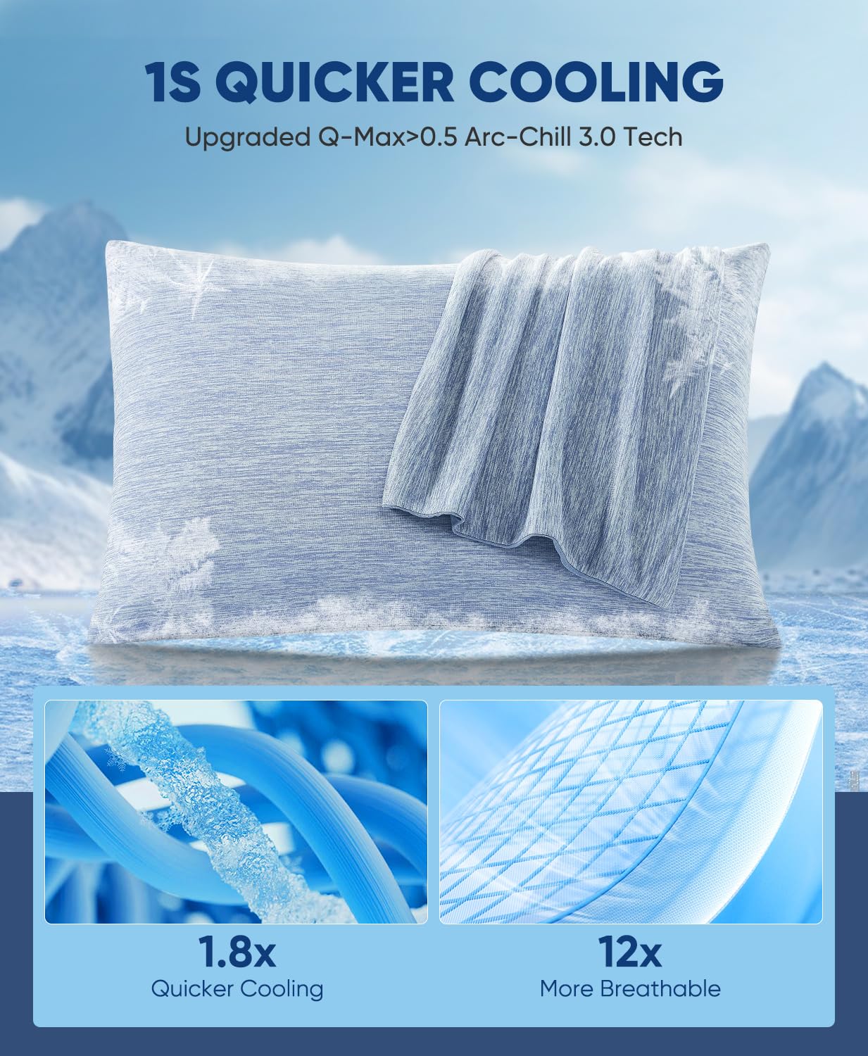 Revolutionäres Kühlkissenbezug-Set mit 2 Stück Arc-chill Pro Q Max 0.4
