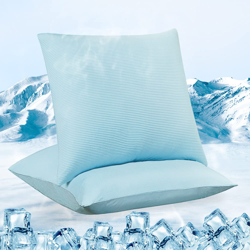 2-Pack Blue Premium Silky Super Cooling Pillowcases – Arc-Chill Extreme Q-Max 0.5
