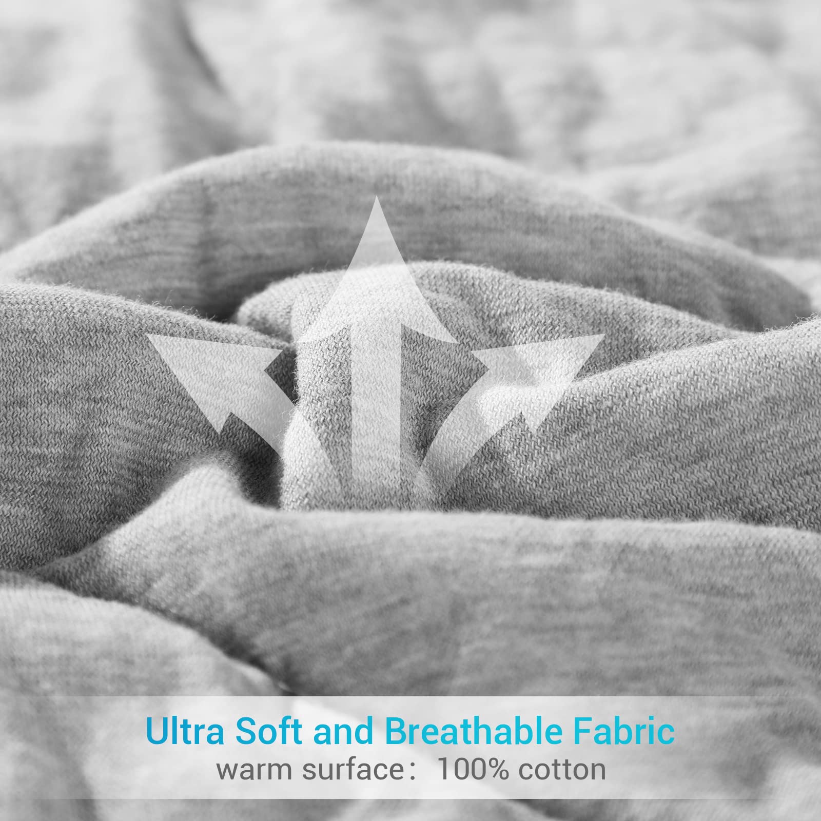 لحاف تبريد 100٪ ألياف قطنية ناعم وقابل للغسل في الغسالة - أزرق (59’X79 ')