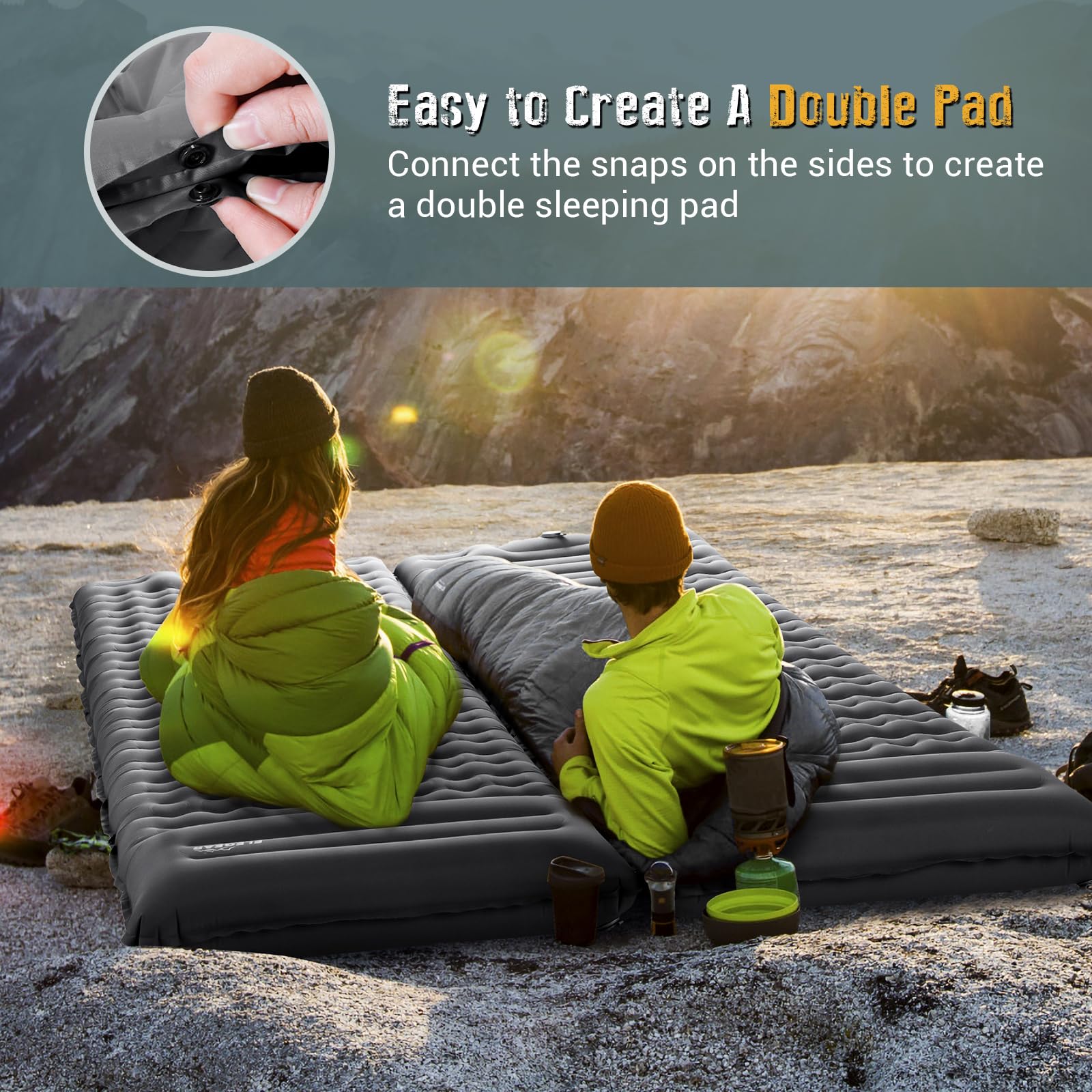 4" Ultra-Thick Self Inflating Sleeping Pad for Camping-Color Gray
