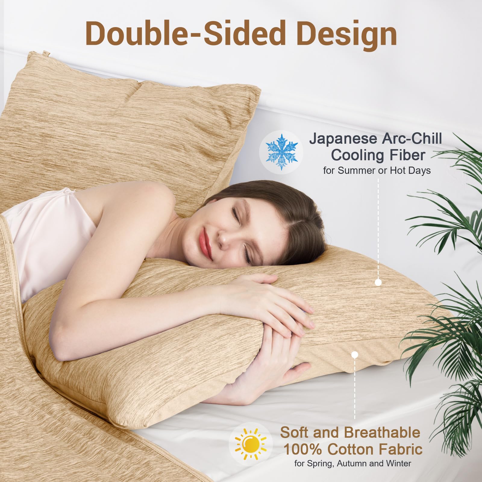 Revolutionary Light Brown Cooling Pillowcases Set of 2 – Arc-Chill Pro Q-Max 0.4