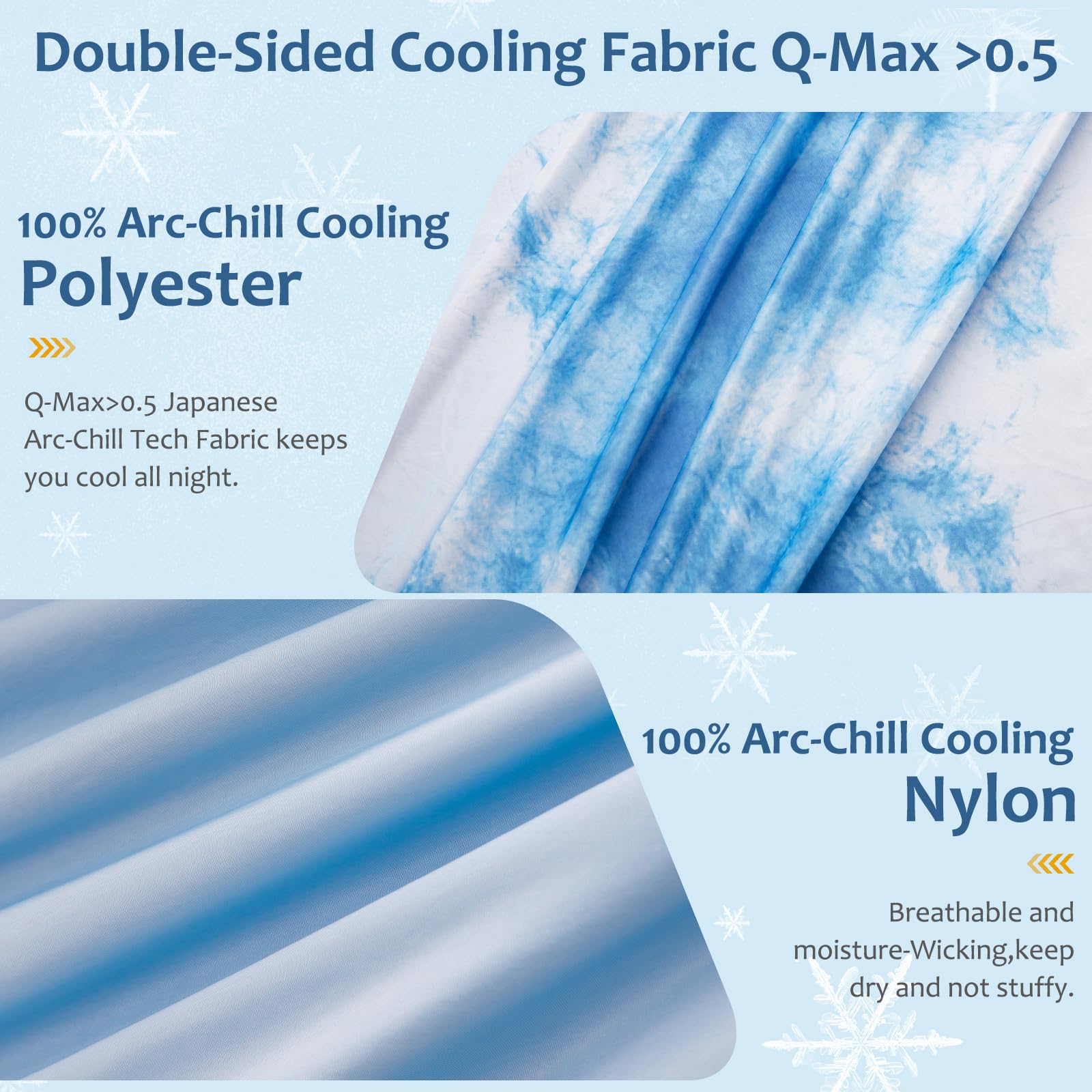 Arc-Chill Tie Dye Cooling Blanket – Q-Max 0.5+ Double-Layer Dual-Sided Cool Touch Blanket for Comfortable Summer Nights – Blue