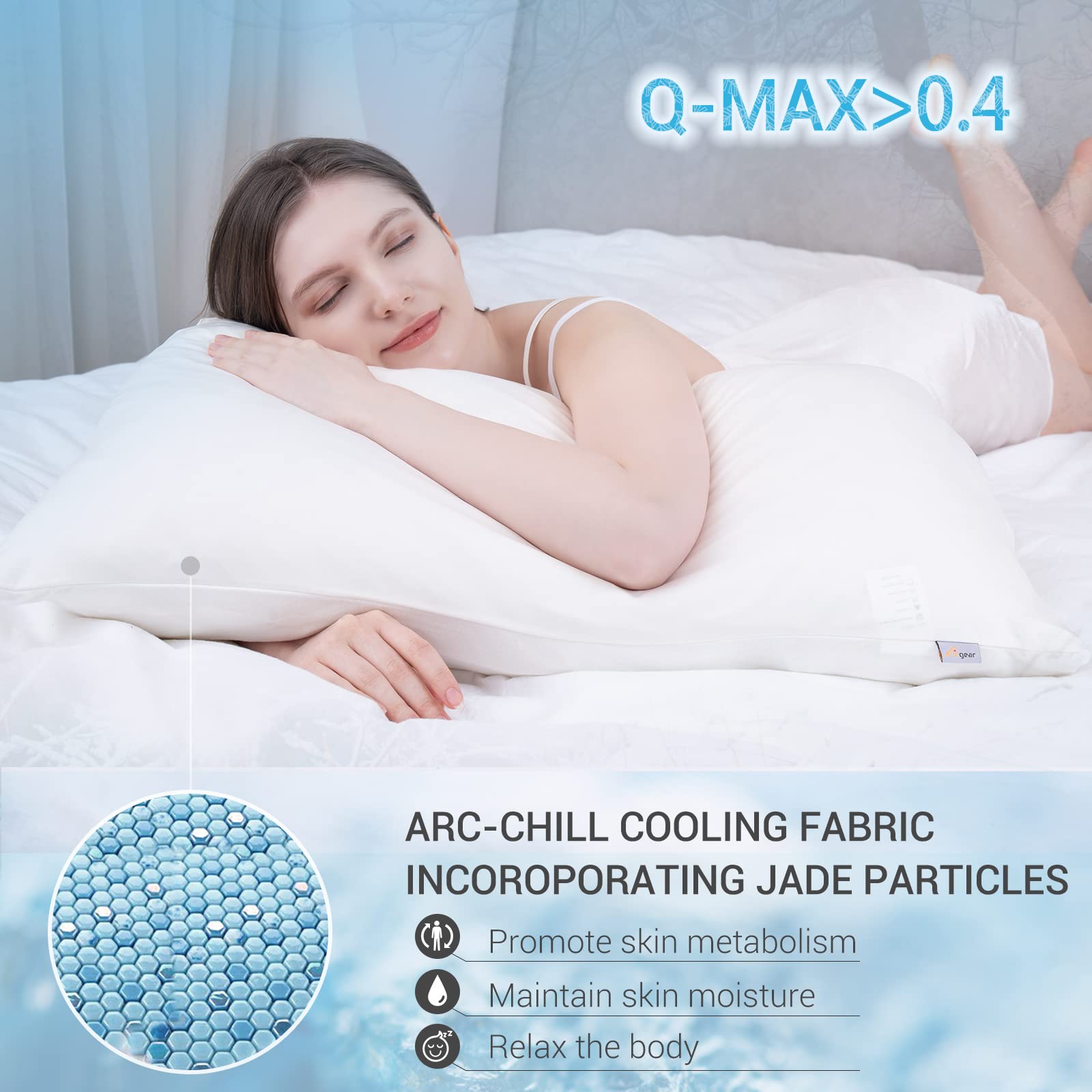 Revolutionary White Cooling Pillowcases Set of 2 – Arc-Chill Pro Q-Max 0.4