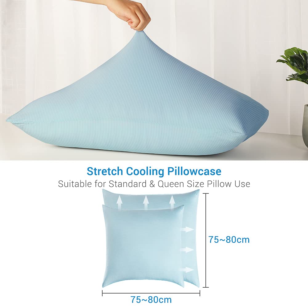 2-Pack Blue Premium Silky Super Cooling Pillowcases – Arc-Chill Extreme Q-Max 0.5
