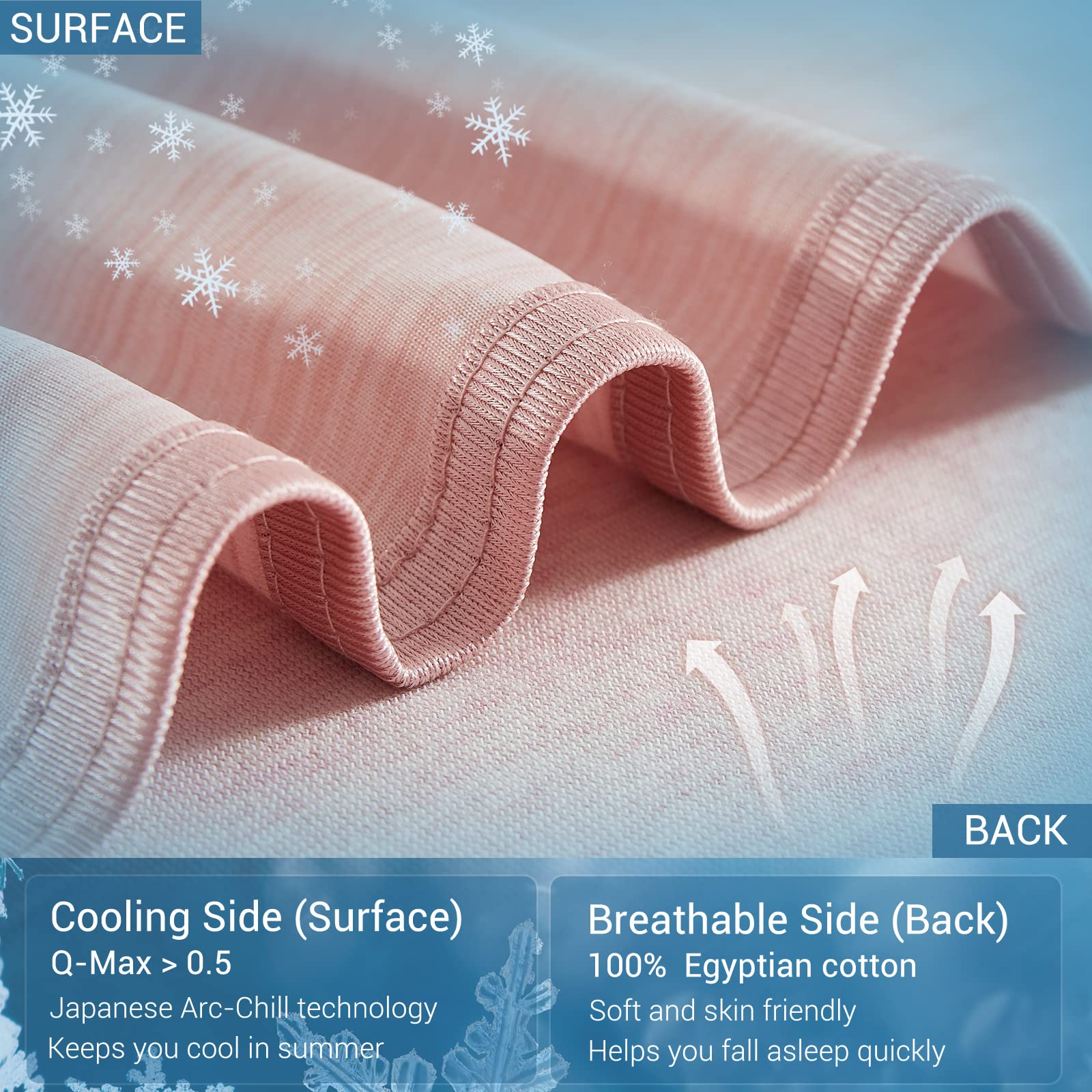 Elegear Light Pink Cooling Blanket – Arc-Chill 3.0, Q-Max>0.5, Multi-Size Options