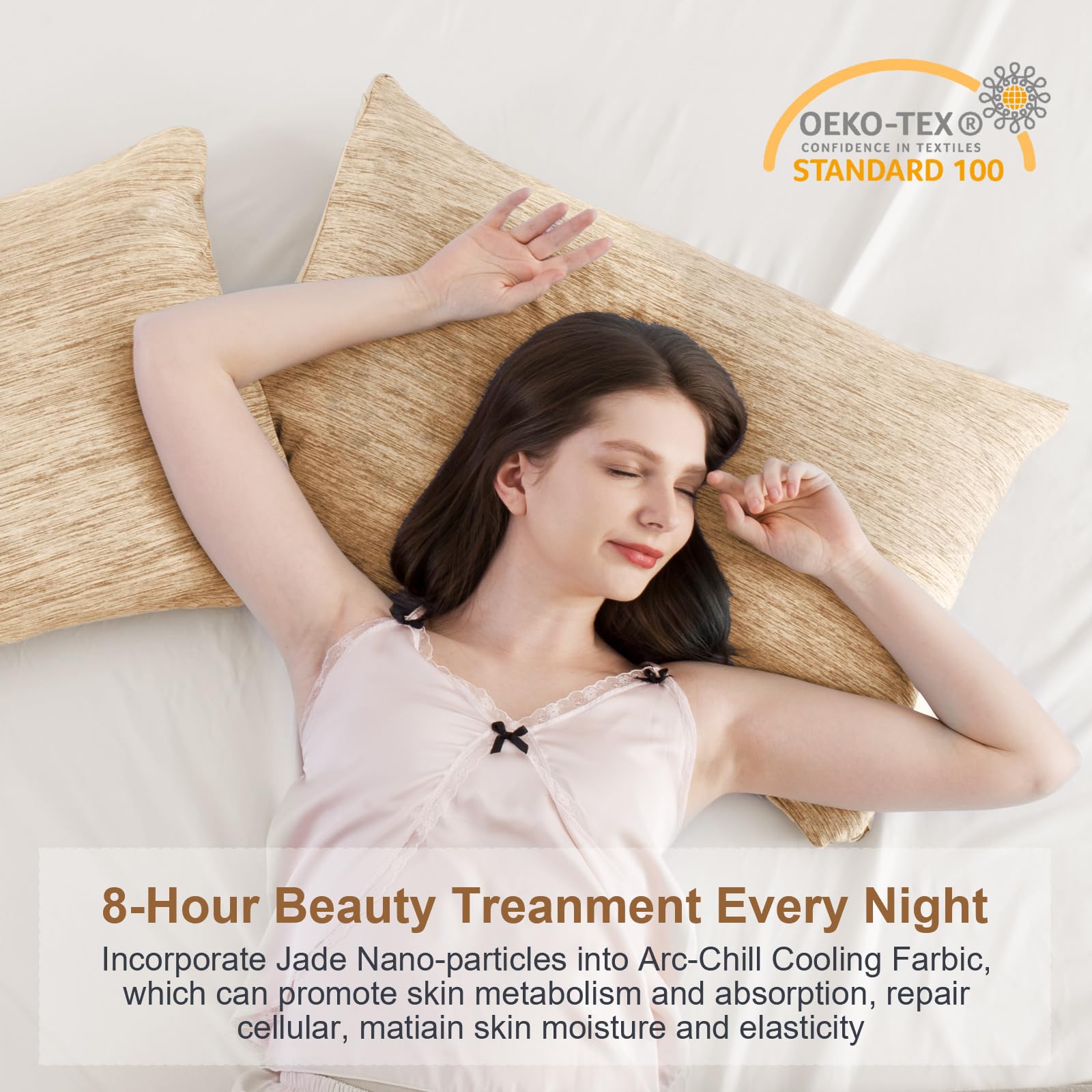 Revolutionary Light Brown Cooling Pillowcases Set of 2 – Arc-Chill Pro Q-Max 0.4