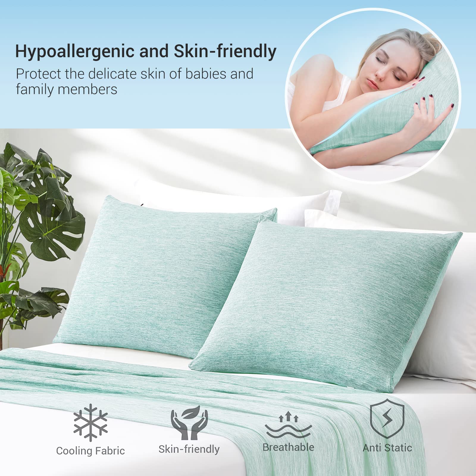 Revolutionary Green Cooling Pillowcases Set of 2 – Arc-Chill Pro Q-Max 0.4