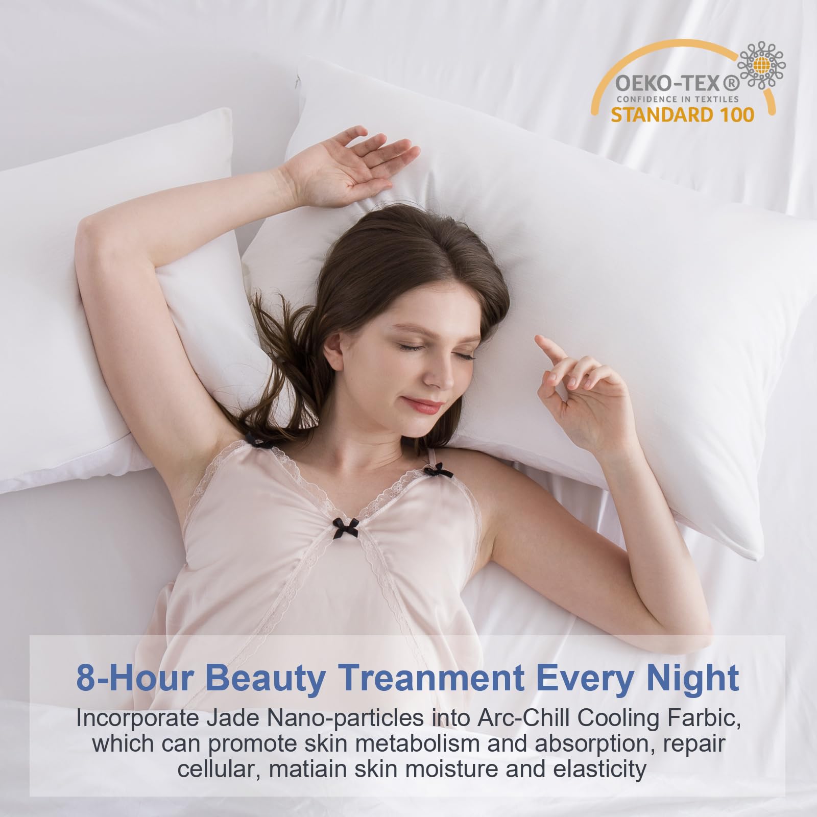 Revolutionary White Cooling Pillowcases Set of 2 – Arc-Chill Pro Q-Max 0.4