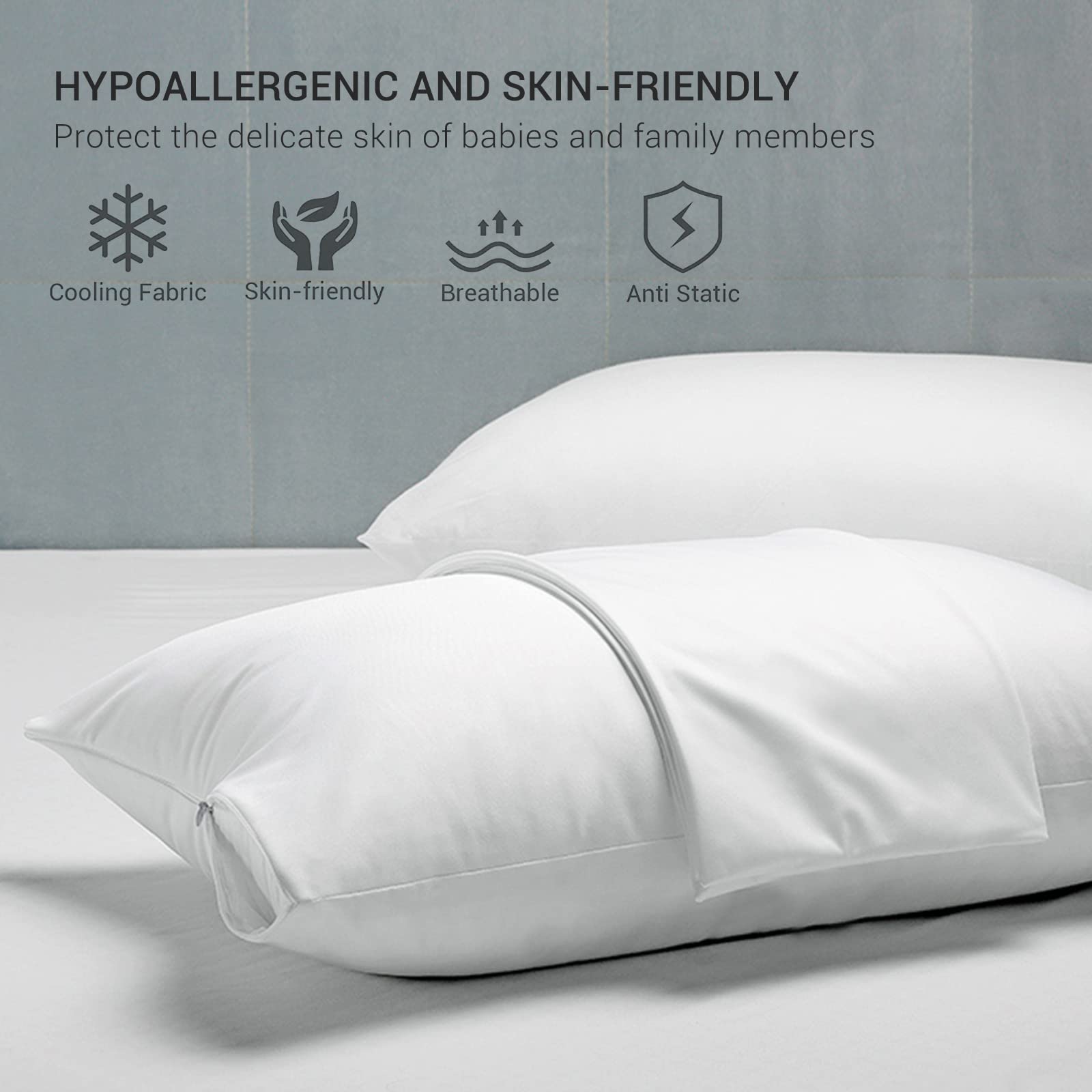 Revolutionary White Cooling Pillowcases Set of 2 – Arc-Chill Pro Q-Max 0.4