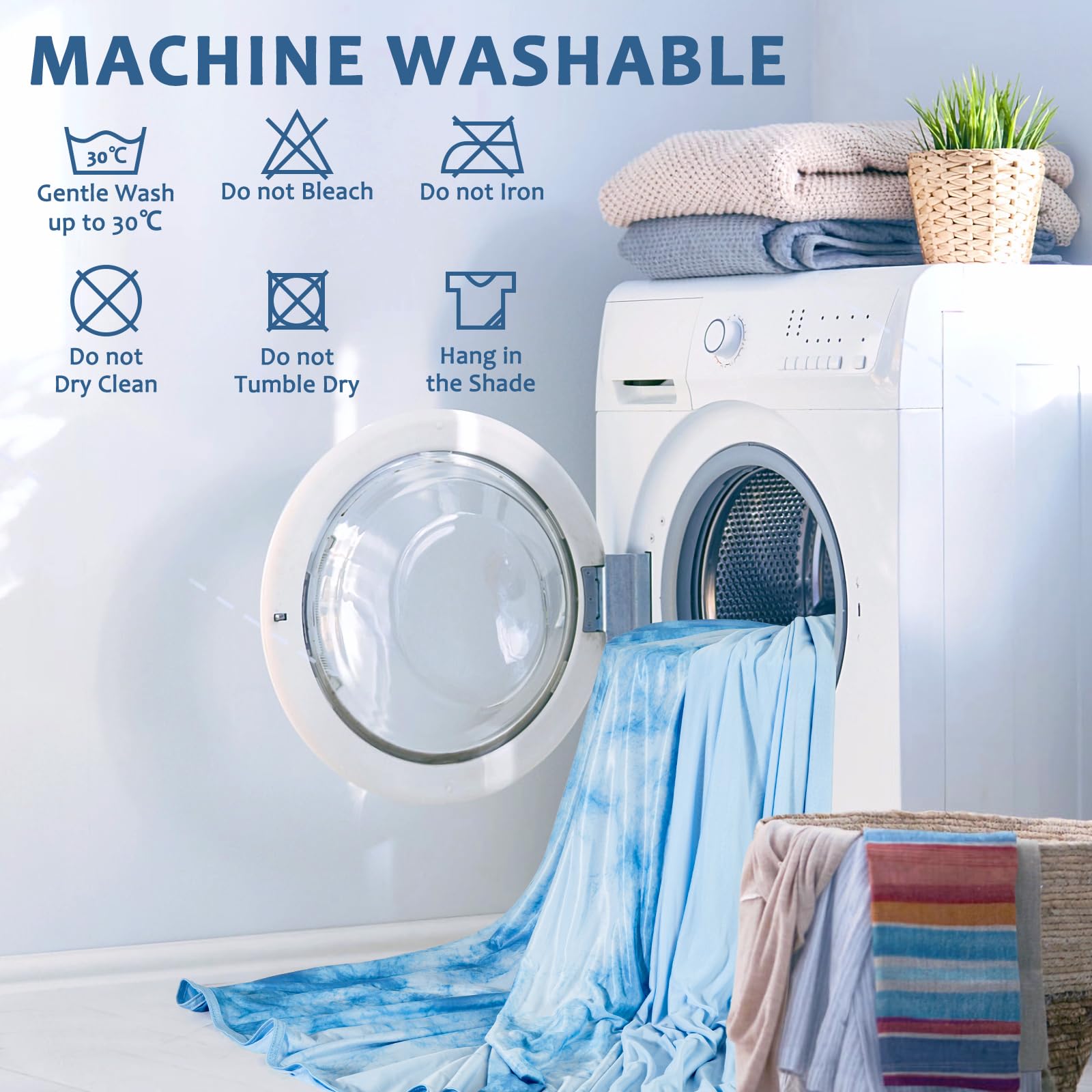 Arc-Chill Tie Dye Cooling Blanket – Q-Max 0.5+ Double-Layer Dual-Sided Cool Touch Blanket for Comfortable Summer Nights – Blue