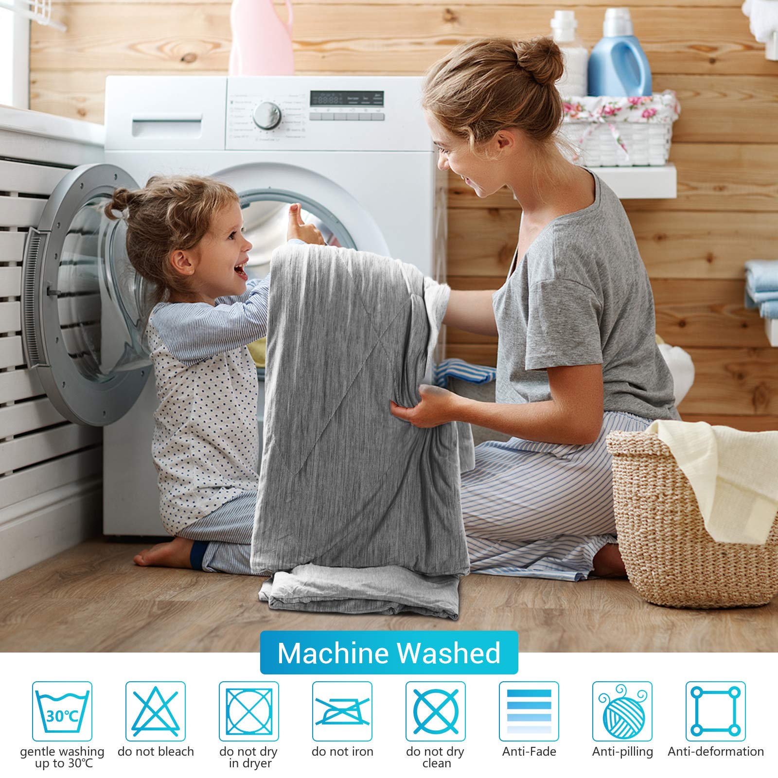 لحاف تبريد 100٪ ألياف قطنية ناعم وقابل للغسل في الغسالة - أزرق (59’X79 ')