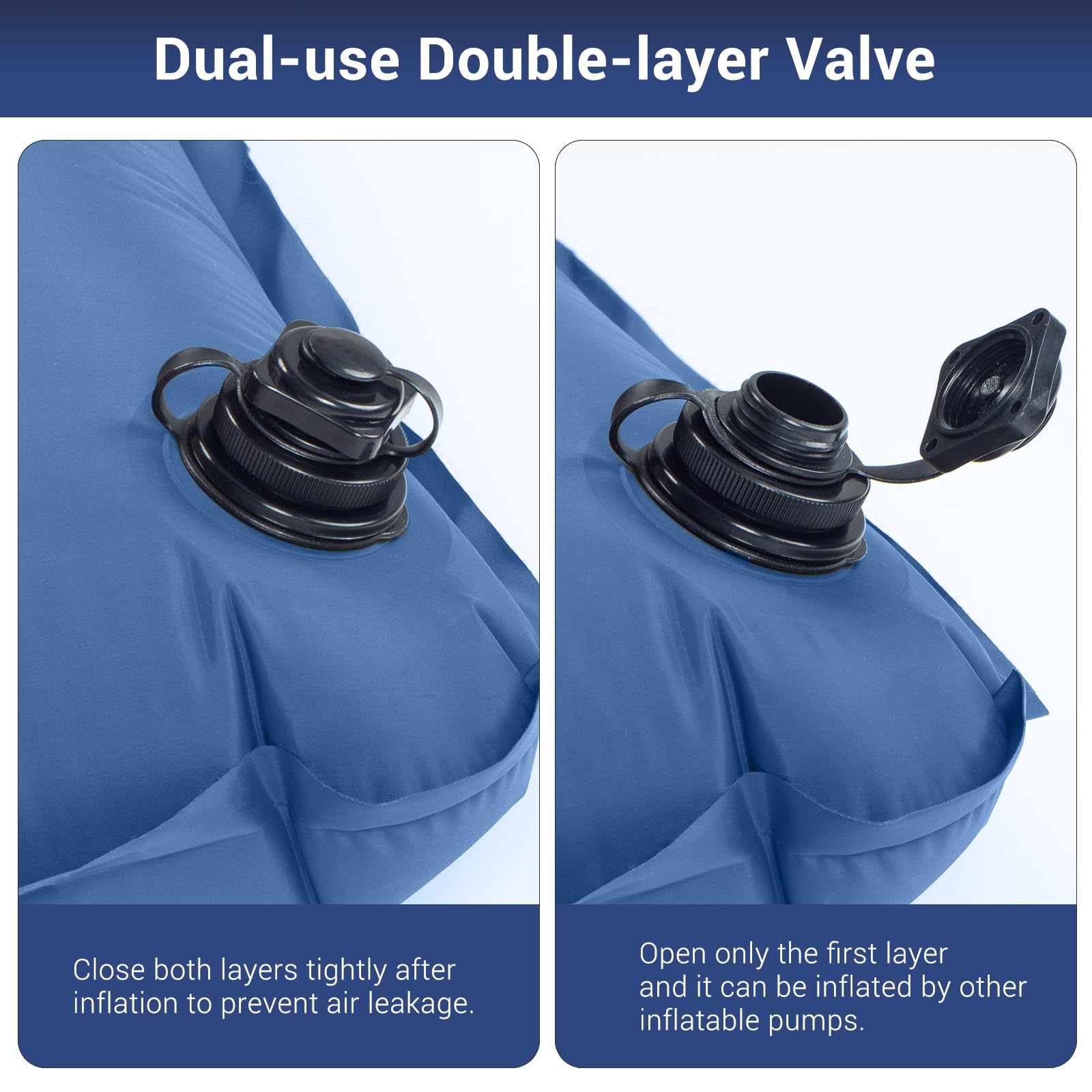 4" Ultra-Thick Self Inflating Sleeping Pad for Camping-Color Blue