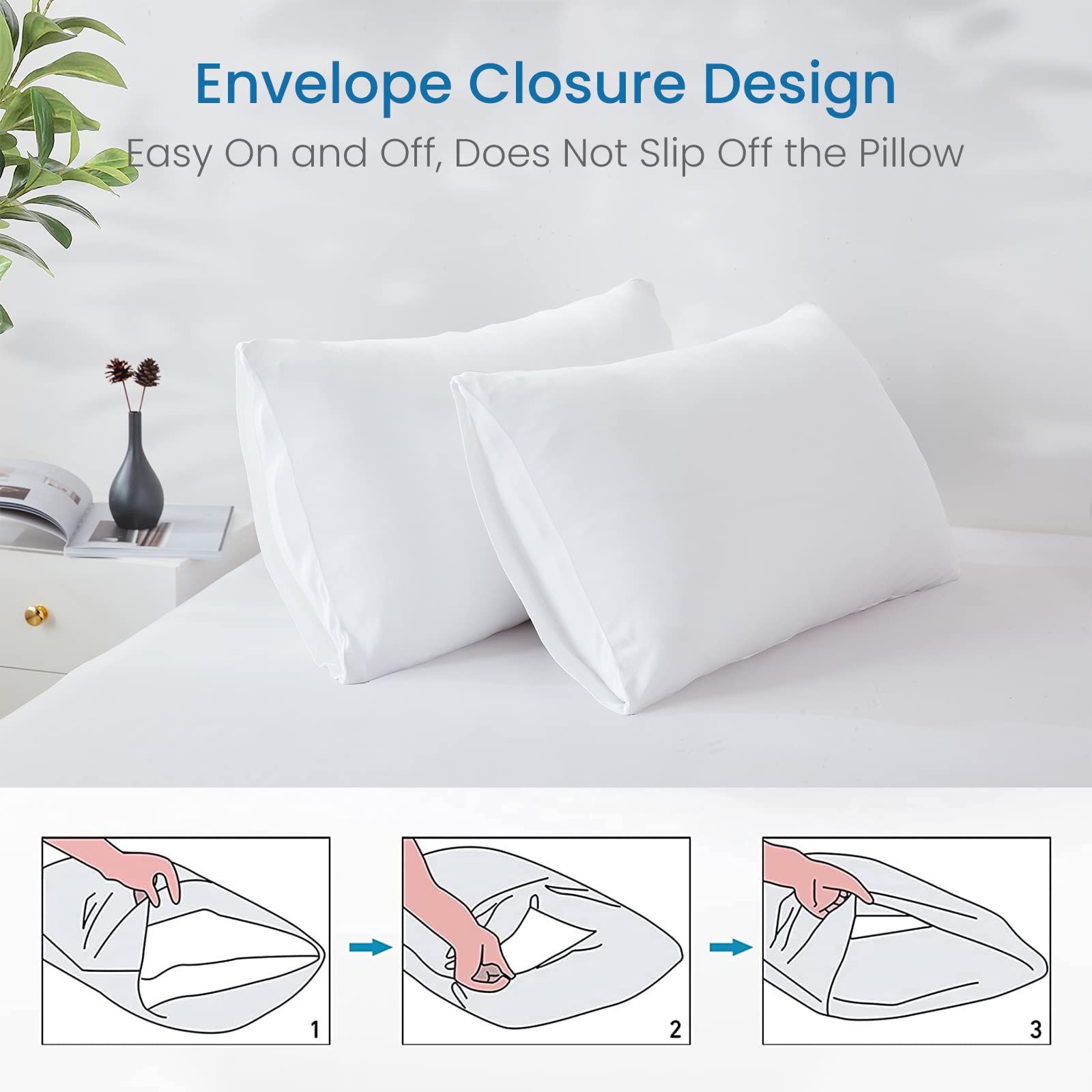 Revolutionary White Cooling Pillowcases Set of 2 – Arc-Chill Pro Q-Max 0.4