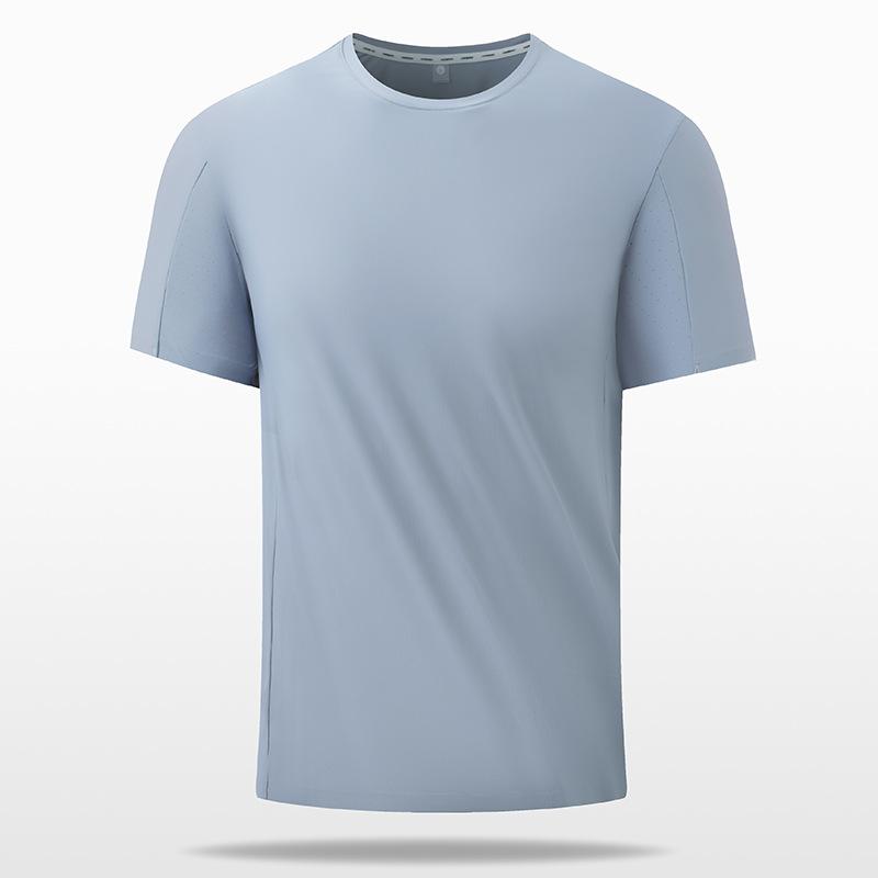 Ice silk thin short-sleeved t-shirt men's loose casual sports seamless large size top men's cool feeling breathable quick-drying