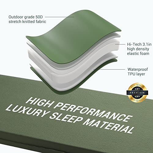 Self Inflating Sleeping Pad, 3.1" Ultra-Thick Memory Foam Camping Pad - elegear-shop