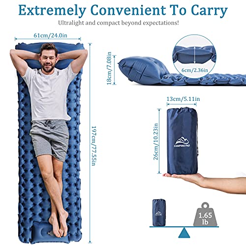 Sleeping Pad for Camping,Inflatable Camping Pad with Foot Press for Single - elegear-shop