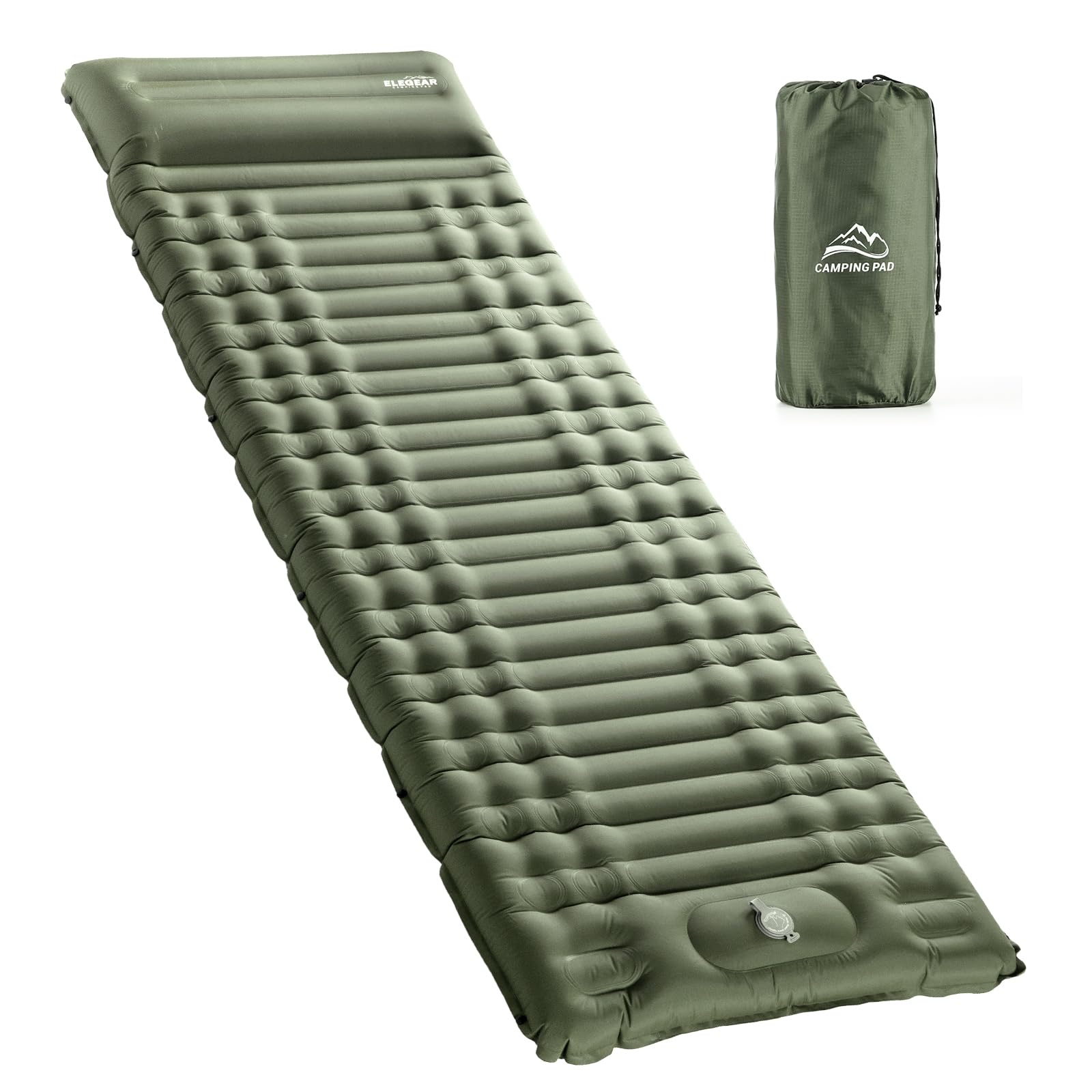 4" Ultra-Thick Self Inflating Sleeping Pad for Camping-Color Green