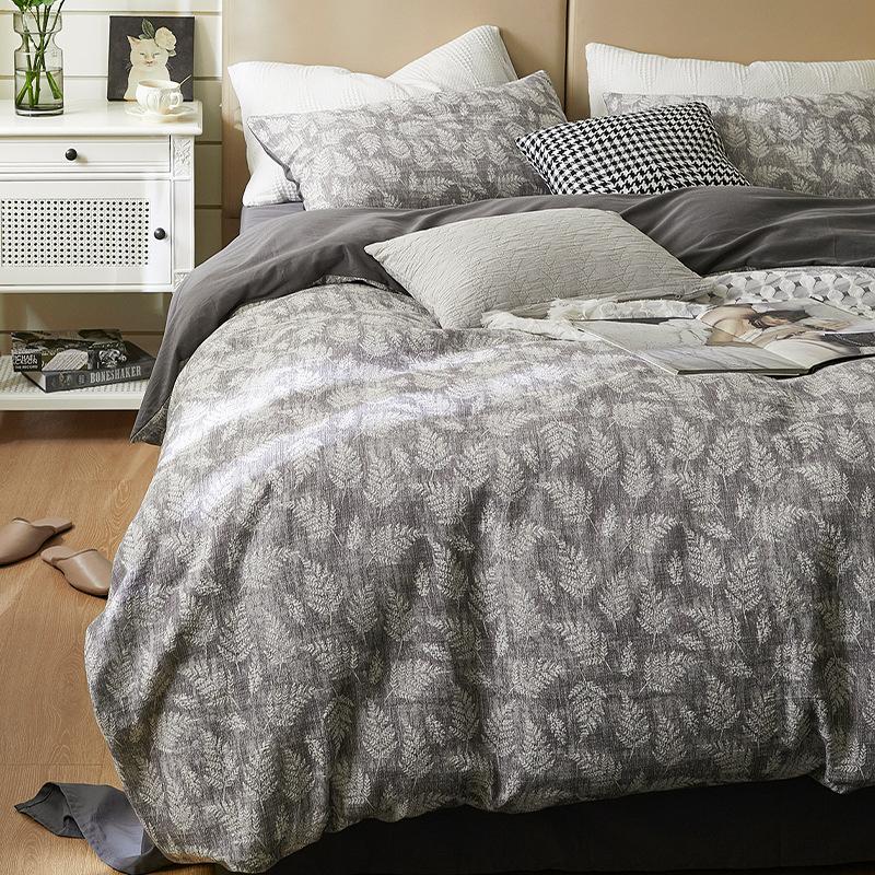 4-pieces Japanese Air Layer Gauze Fabric Double-Layered Soft Cotton Jacquard Bedding Set - elegear-shop