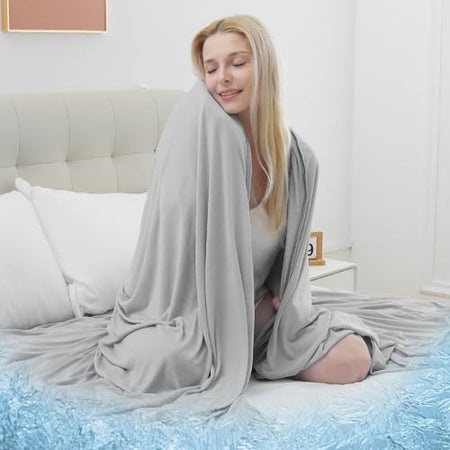 Cooling Blanket –  Arc-Chill Q-Max>0.5, Lightweight Bamboo Fiber, Breathable & Soft, All-Season Cool Comfort