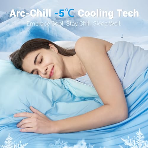 Elegear Cooling Comforter Absorbs Body Heat to Keep Cool, Double-Sided Cooling Blanket for Hot Sleepers Arc-Chill Cool Fabric Q-Max>0.5, Lightweight Summer Comforter Cold Blanket, Gradient Dark Blue
