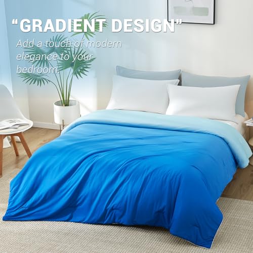Elegear Cooling Comforter Absorbs Body Heat to Keep Cool, Double-Sided Cooling Blanket for Hot Sleepers Arc-Chill Cool Fabric Q-Max>0.5, Lightweight Summer Comforter Cold Blanket, Gradient Dark Blue