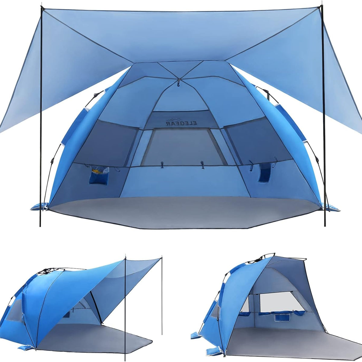 elissia pop-up beach tent Elegear 4-6 Person Pop-Up Beach Tent with 360° Canopy, UPF 50+ Protection