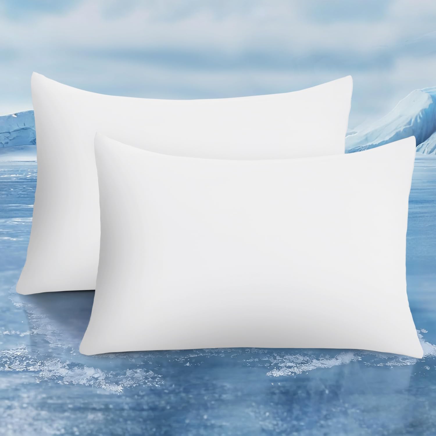 2-Pack Premium Silky Super Cooling White Pillowcases – Arc-Chill Extreme Q-Max 0.5