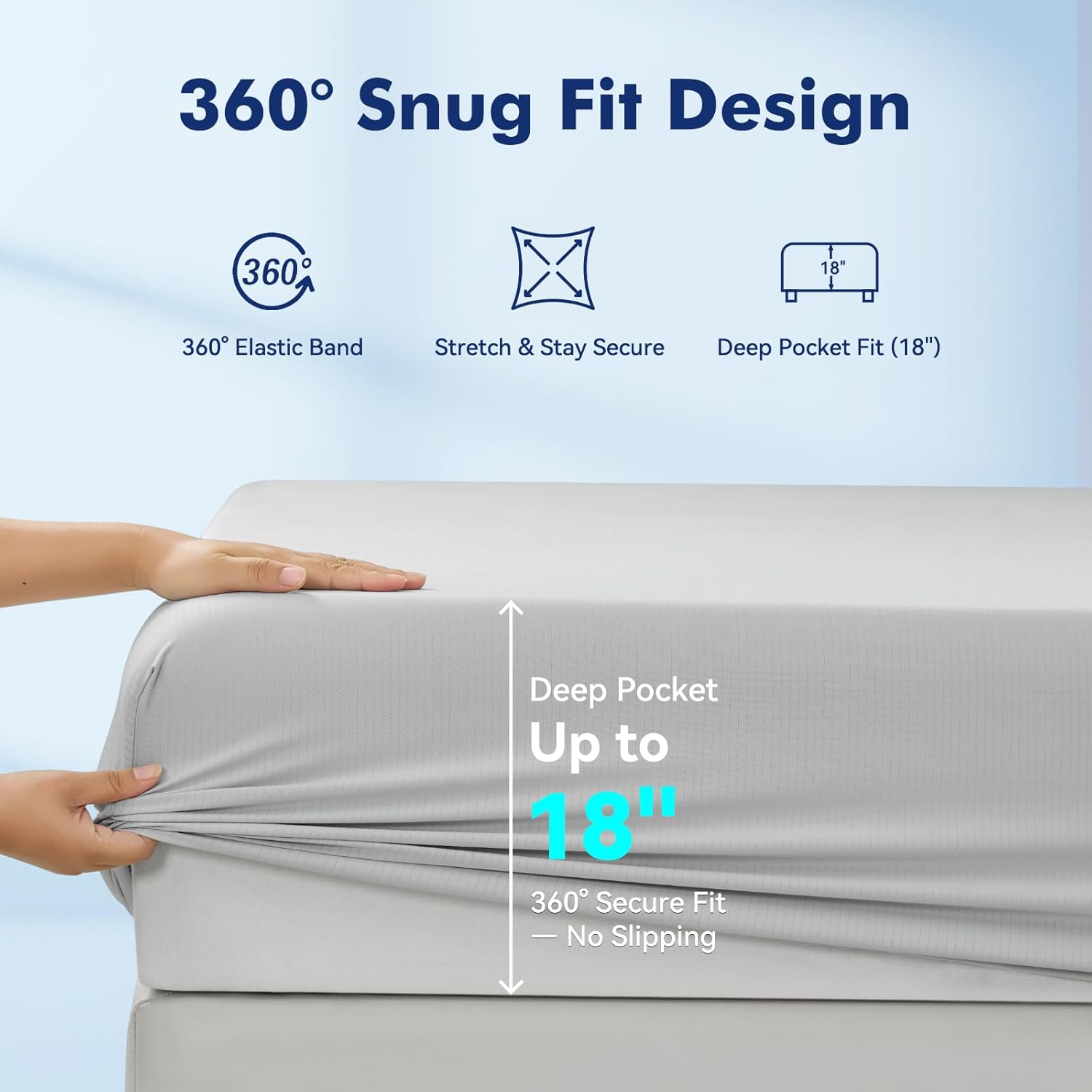 Elegear Cooling Bundle – Arc-Chill® 3.0 Advanced Cooling (Q-Max>0.5), Silver-Ion Odor Control, Ultra-Soft & Breathable, 18" Deep Pocket, 4-Piece Set for Night Sweats