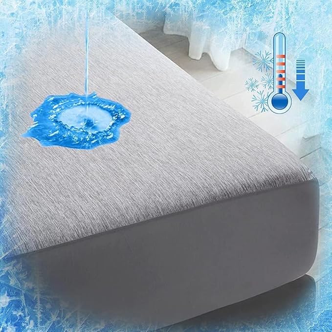 Revolutionary Cooling Bedding Set – Arc-Chill Pro Q-Max 0.4 Mattress Protector & 2 Pillowcases (Gray)
