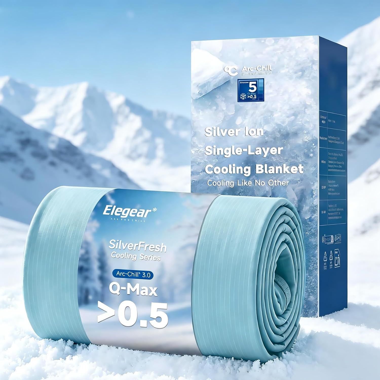 Elegear Blue Cooling Blanket –Silver Ion Freshness, Arc-Chill 3.0, Lightweight for Hot Sleepers