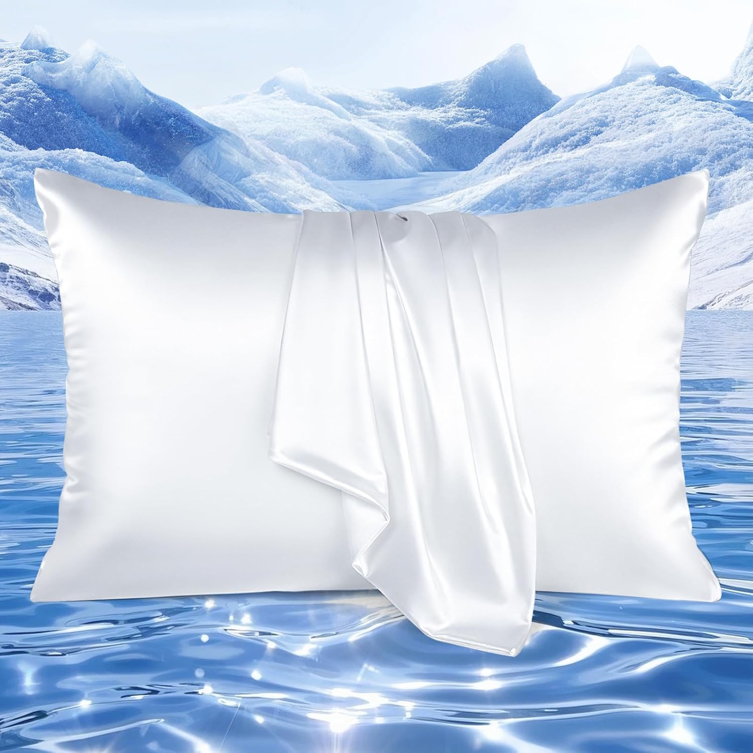Elegear Arc-Chill Cooling Pillowcases Q-max>0.5, 2-Pack, Soft & Hair-Friendly-White