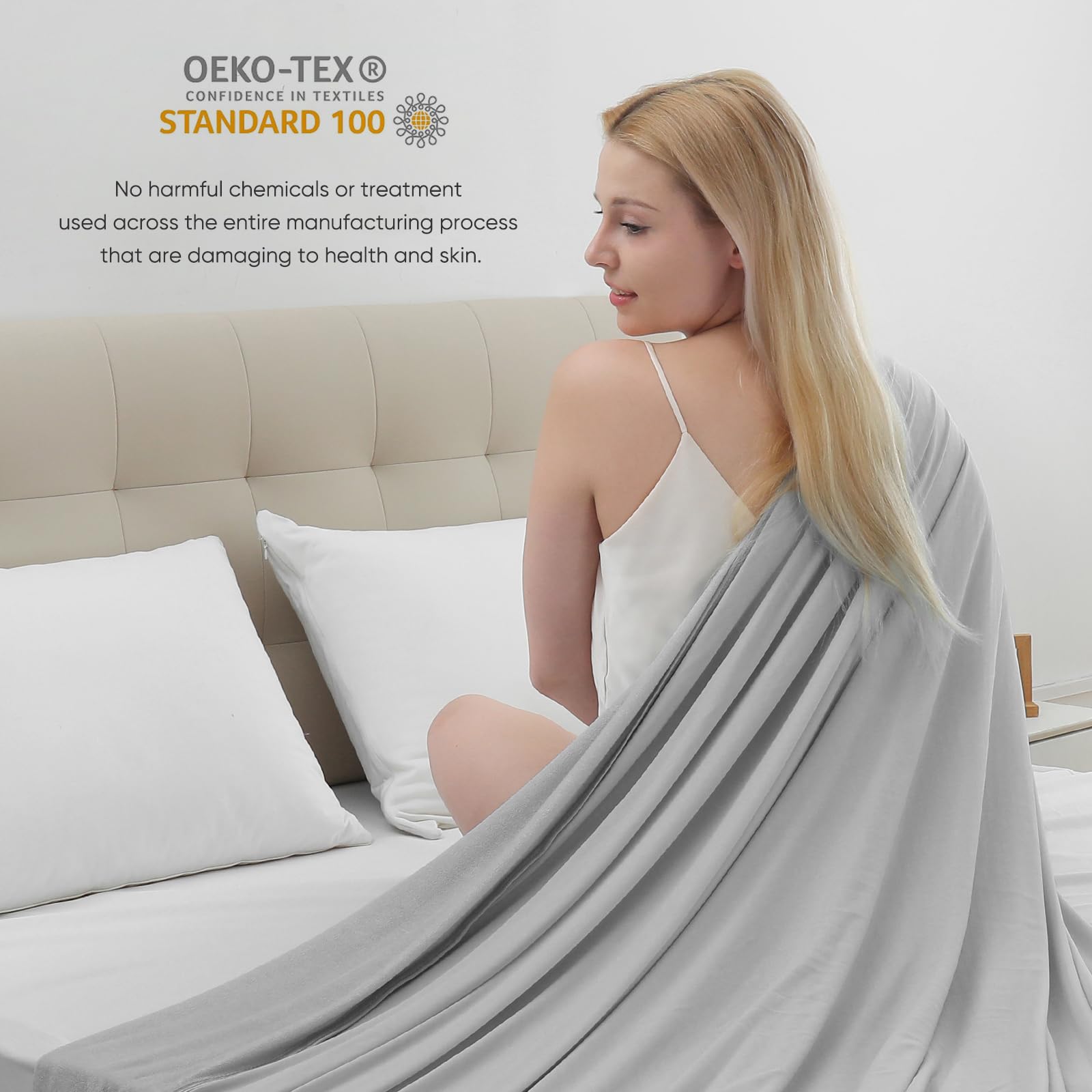 Cooling Blanket –  Arc-Chill Q-Max>0.5, Lightweight Bamboo Fiber, Breathable & Soft, All-Season Cool Comfort