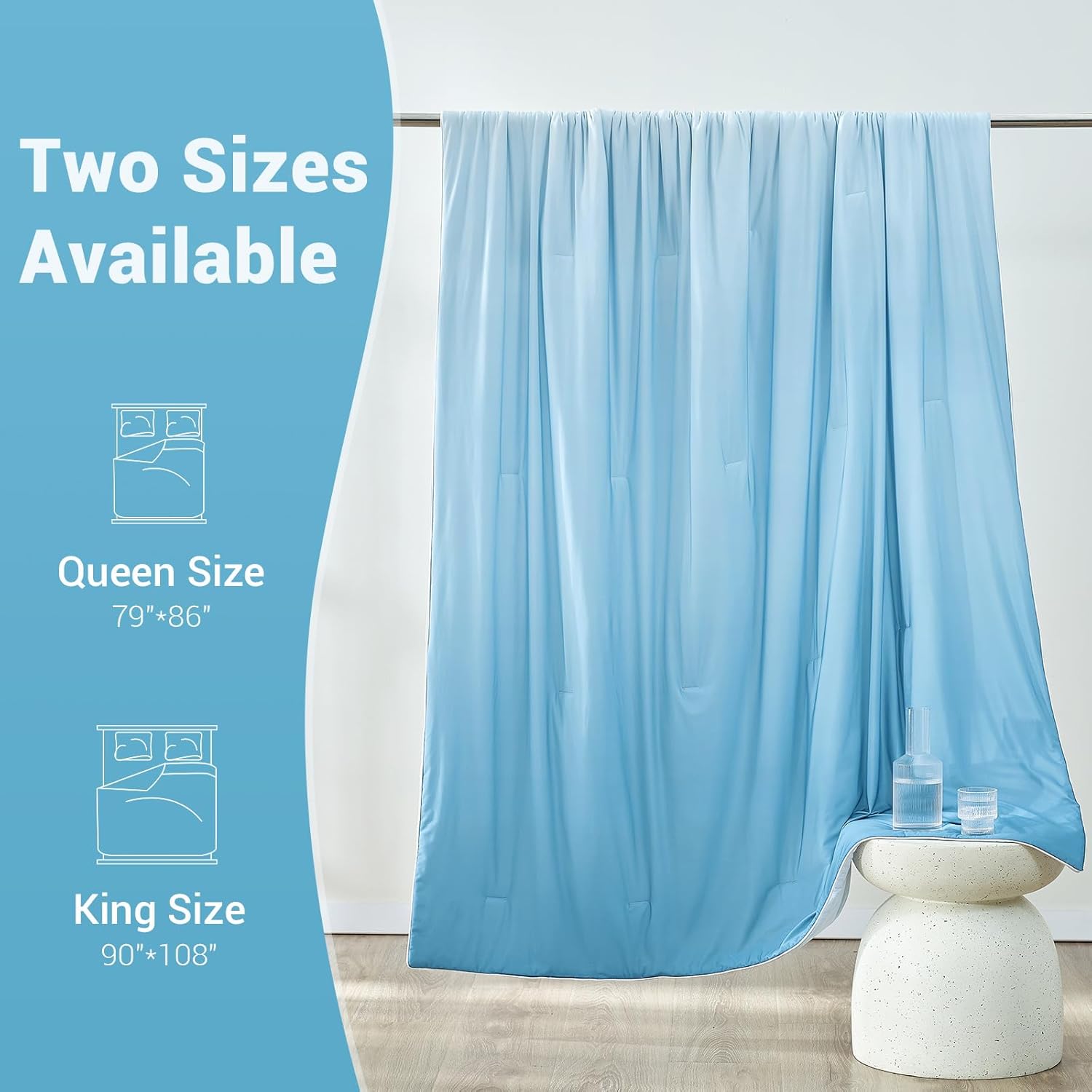 Elegear Arc-Chill Cooling Comforter, Q-Max > 0.5, Breathable & Soft,  Gradient Blue