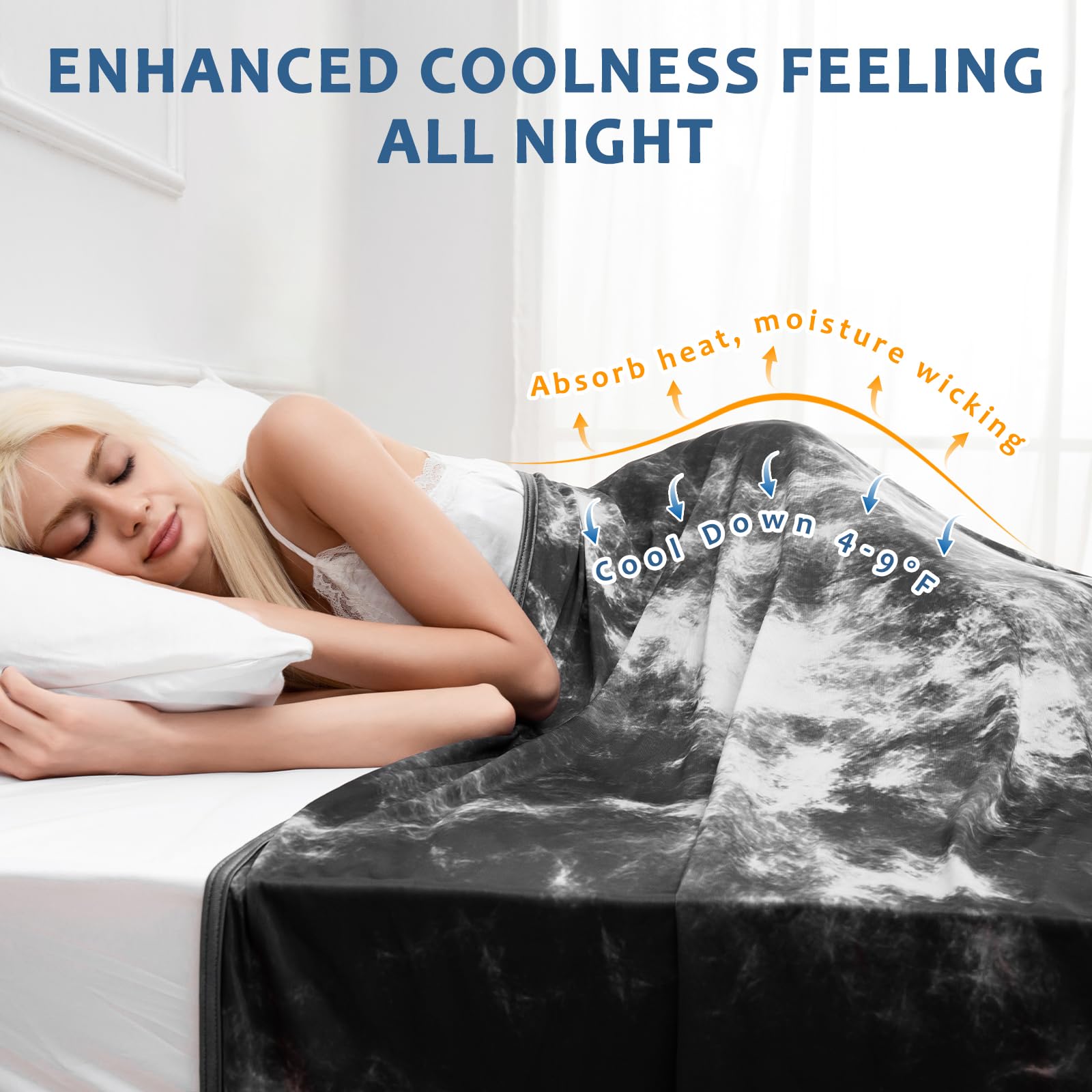 Arc-Chill Cooling Blanket – Tie Dye, Double-Layer & Dual-Sided Q-Max 0.5+ Cool Blanket for Hot Sleepers & Night Sweats-Gray