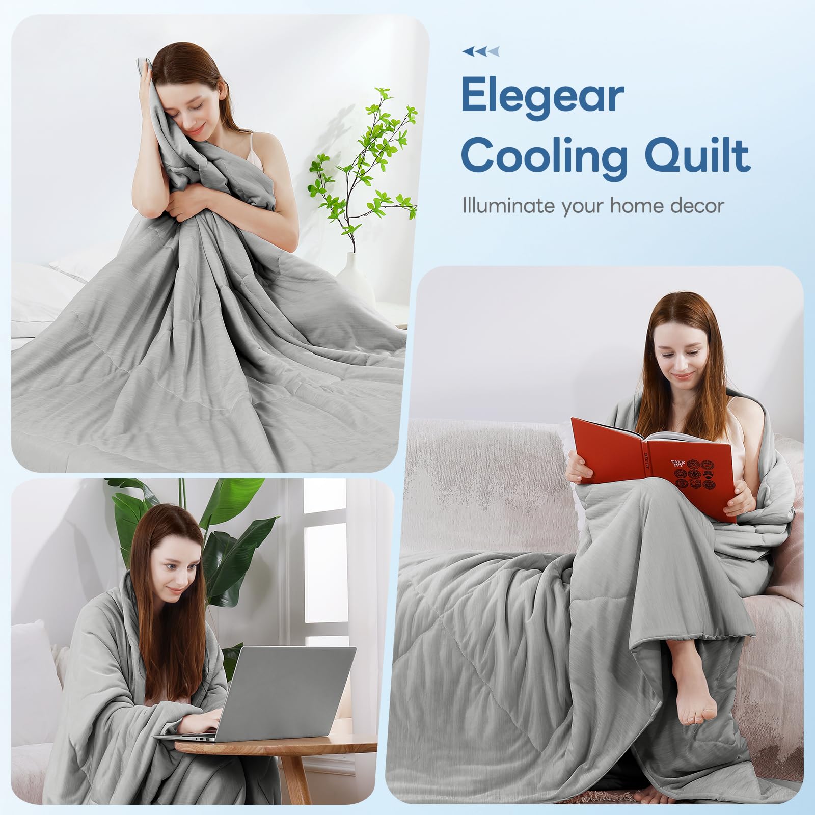 Elegear Cooling Duvet for Night Sweats – Arc-Chill Q-Max 0.5, Soft Double-Layer Summer Blanket