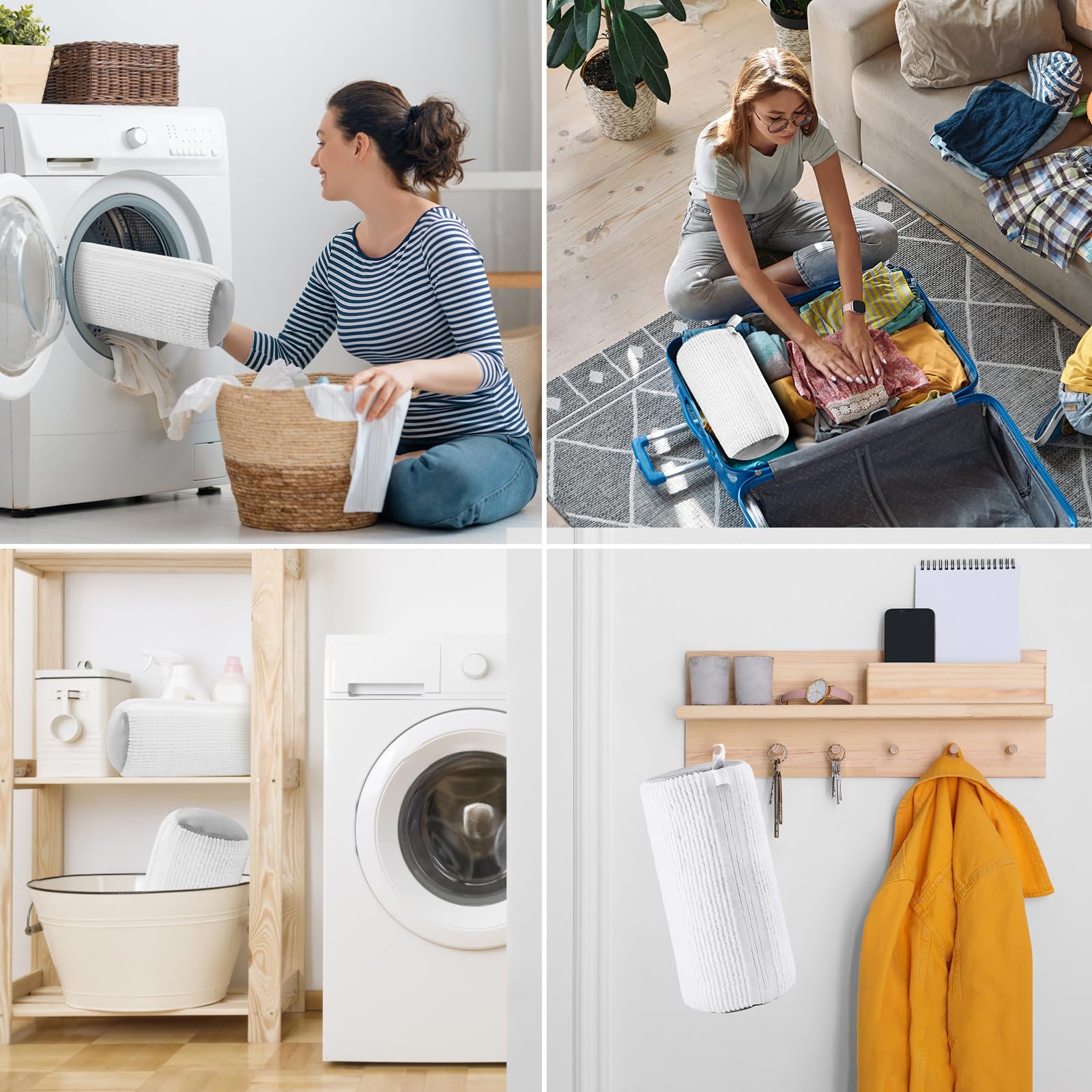 Teletrogy  Shoe Washing Machine Bags - Invisible Zipper Side Opening Laundry Bags for Sneakers and All Shoe Sizes (White 2pcs)