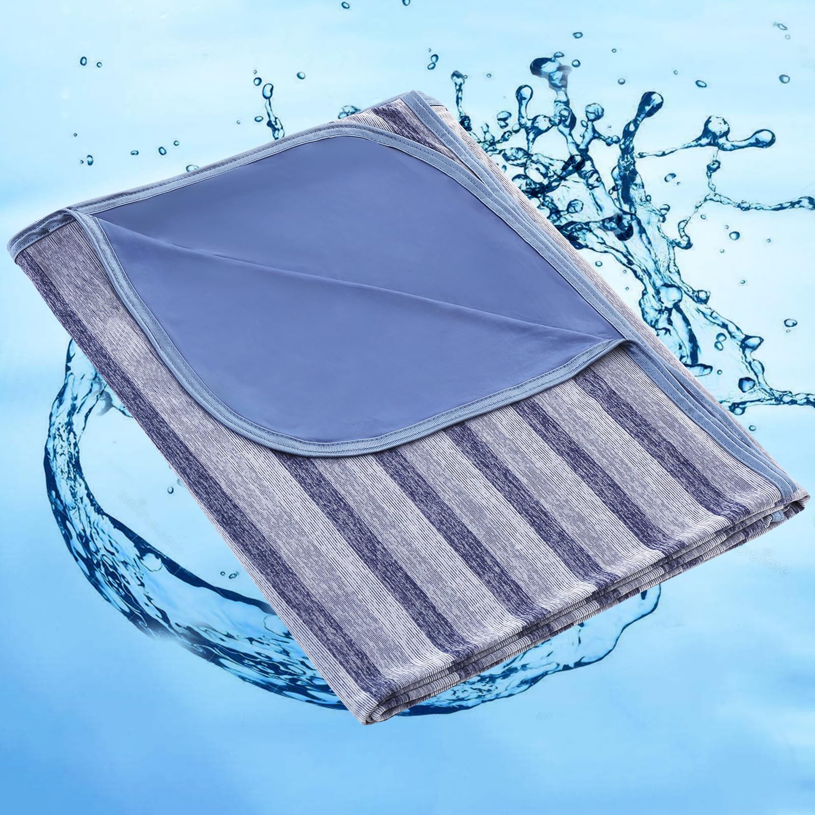Elegear Dual-Sided Cooling Blanket –Striped Design, Arc-Chill Q-Max > 0.5, Blue