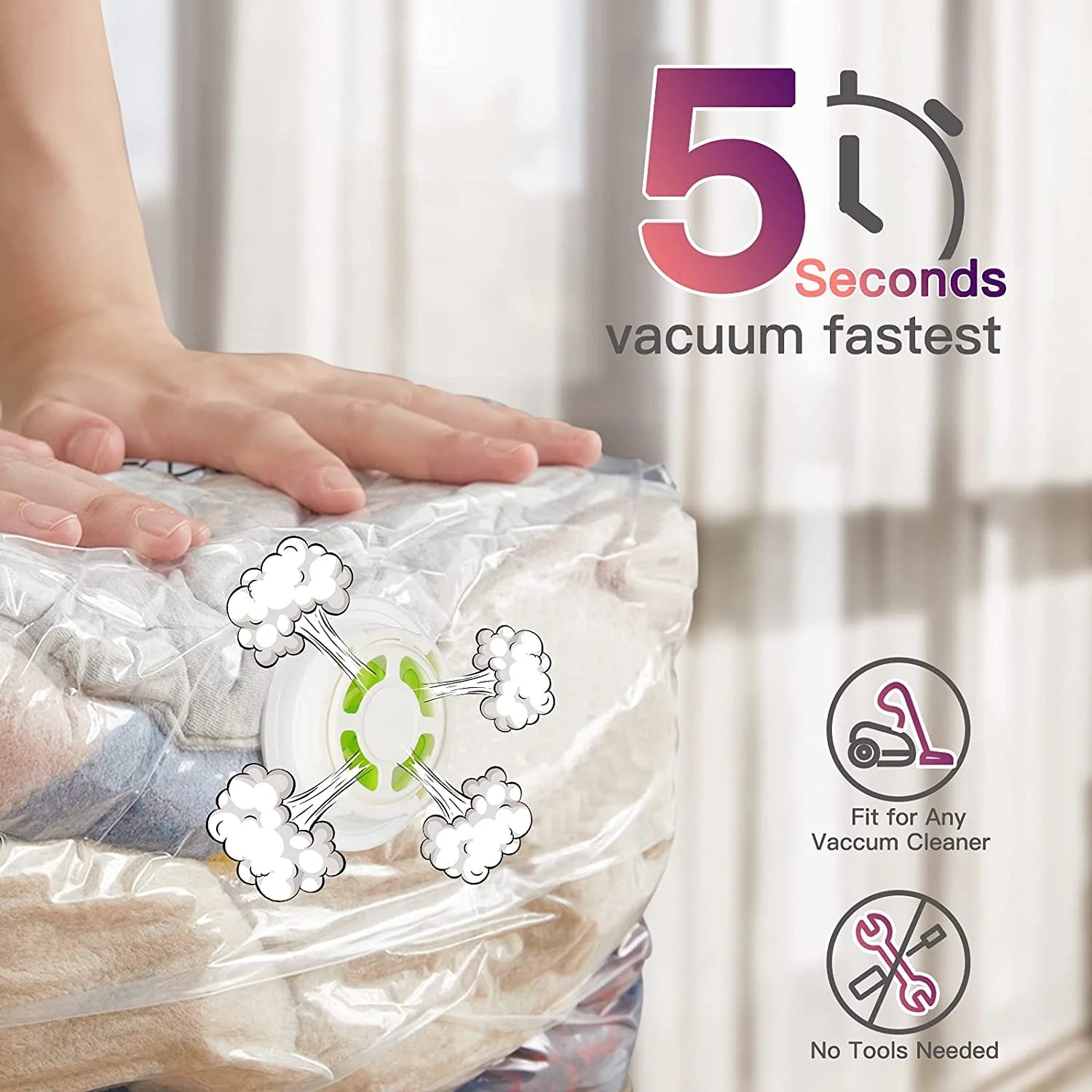 Elegear Cube Vacuum Storage Bag-4 Pack (2 Jumbo + 2 Medium) Extra Large Space Saver Bags, Large Capacity Clothing Storage Bags for Clothes Pillows Comforters Quilts Blankets