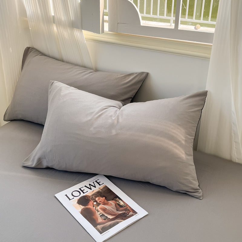 Washed Cotton Pillowcases Set of 2, 48×74cm (19×29 in), Solid Color Brushed Twill Pillow Covers, Soft Breathable Modern Style