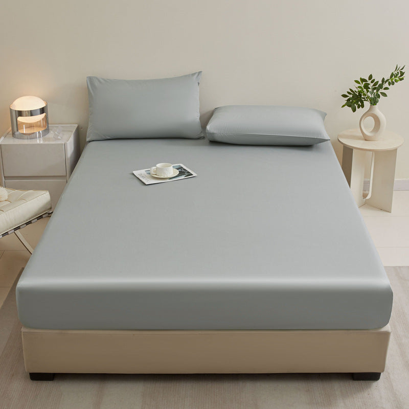 Bedding Set – Solid Color Fitted Sheet & 2 Pillowcases, Full-Cover Mattress Protector for Single Beds & Dorms