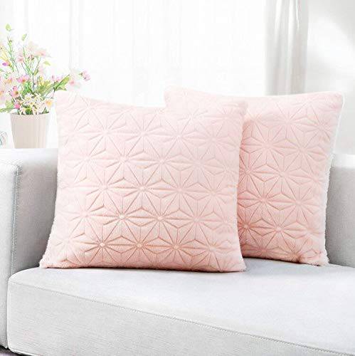 Elegear Set of 2 Pink Cushion Covers, Super Soft Sofa Cushions with Hidden Zipper