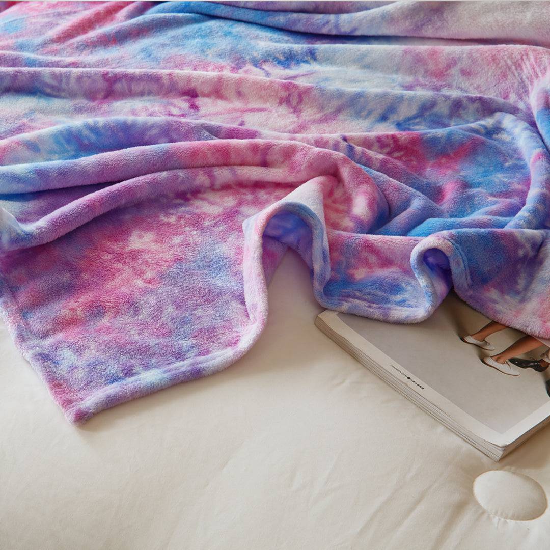 Heatwarm +2℃ Tie-dye Super Soft Flannel Blankets - Rainbow Purple (3 SIZE)