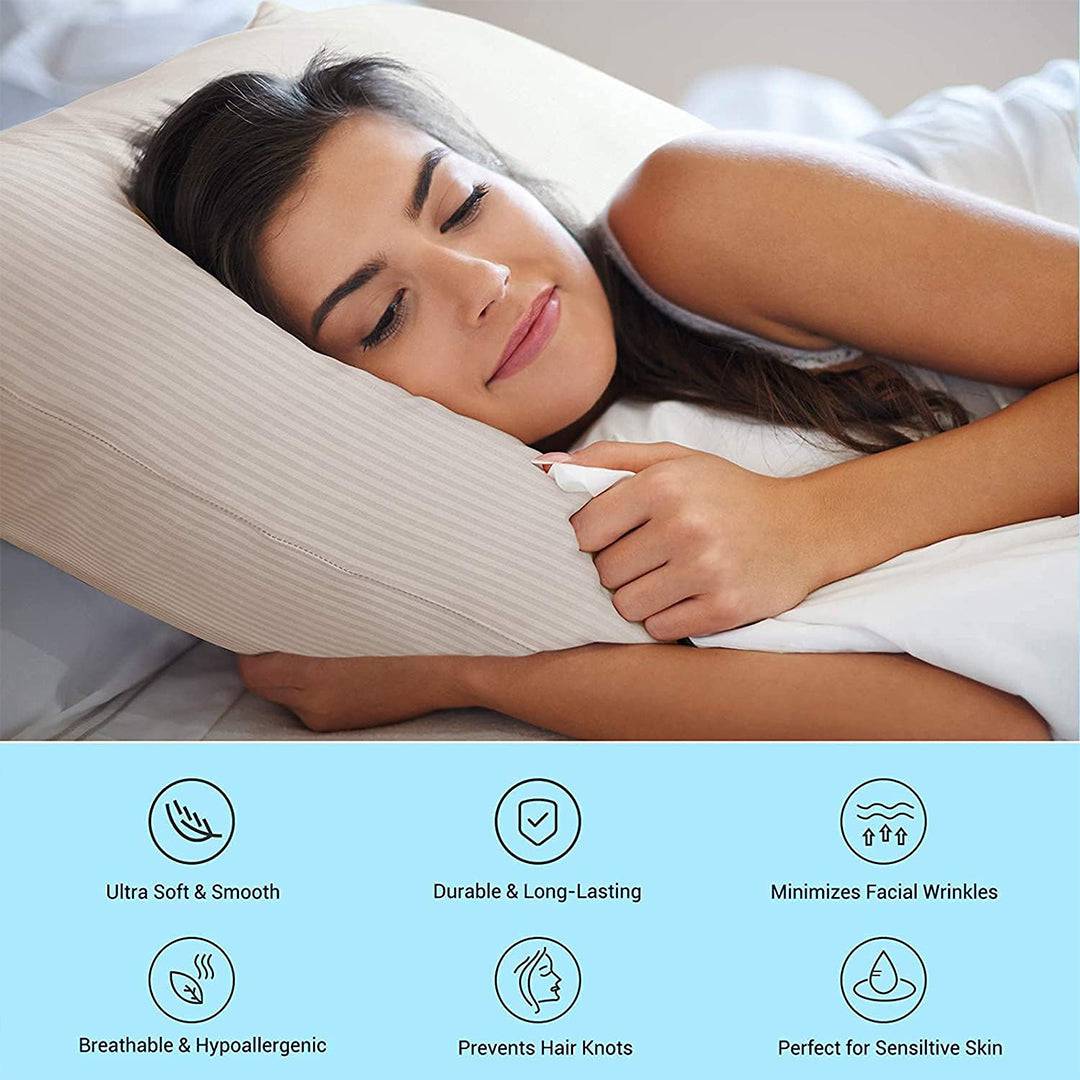 وسادات تبريد حريري فاخرة بسحاب خفي Q-Max 0.38 ، مقاس قياسي وكوين ، رمادي مخطط