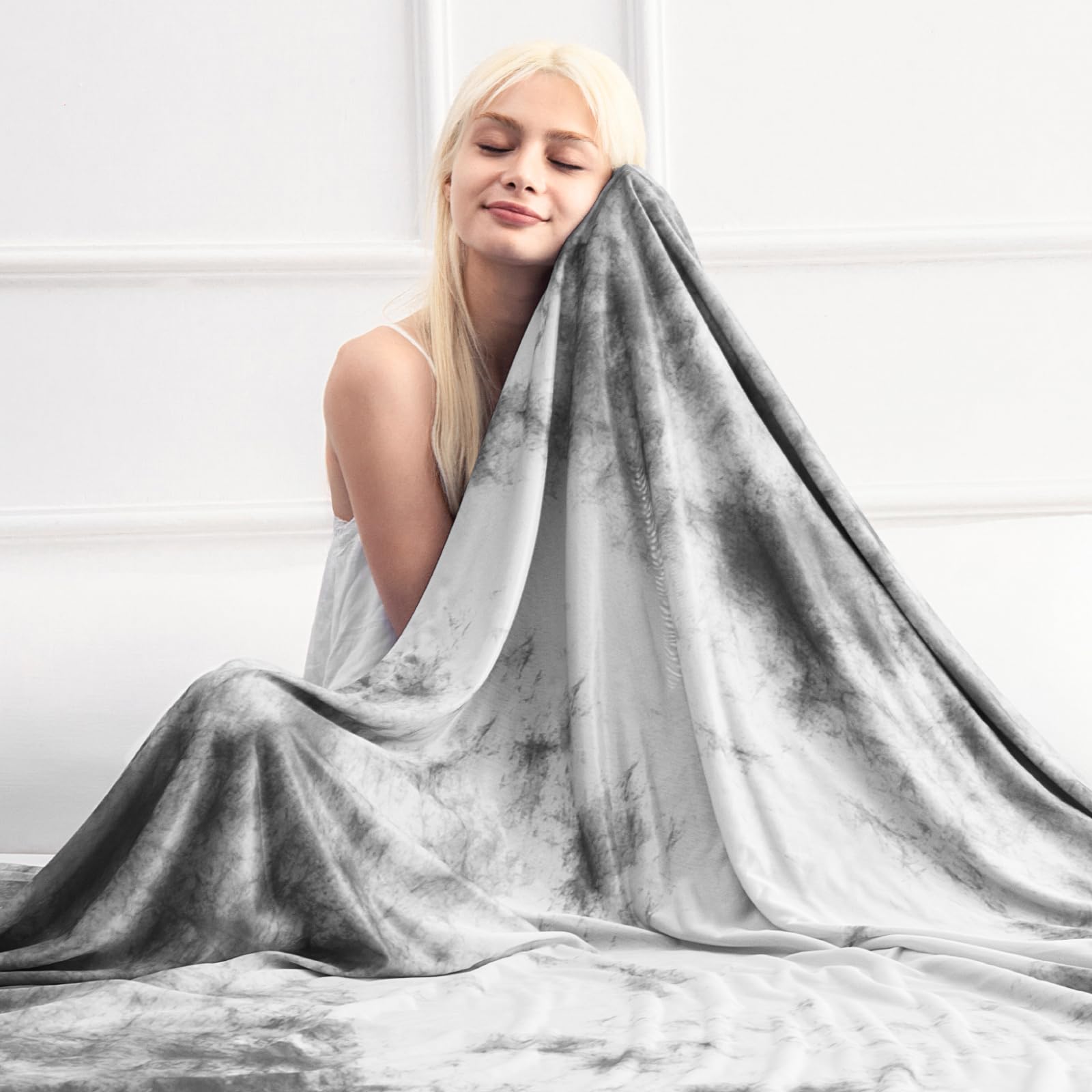 Arc-Chill Cooling Blanket – Tie Dye, Double-Layer & Dual-Sided Q-Max 0.5+ Cool Blanket for Hot Sleepers & Night Sweats-Light Gray