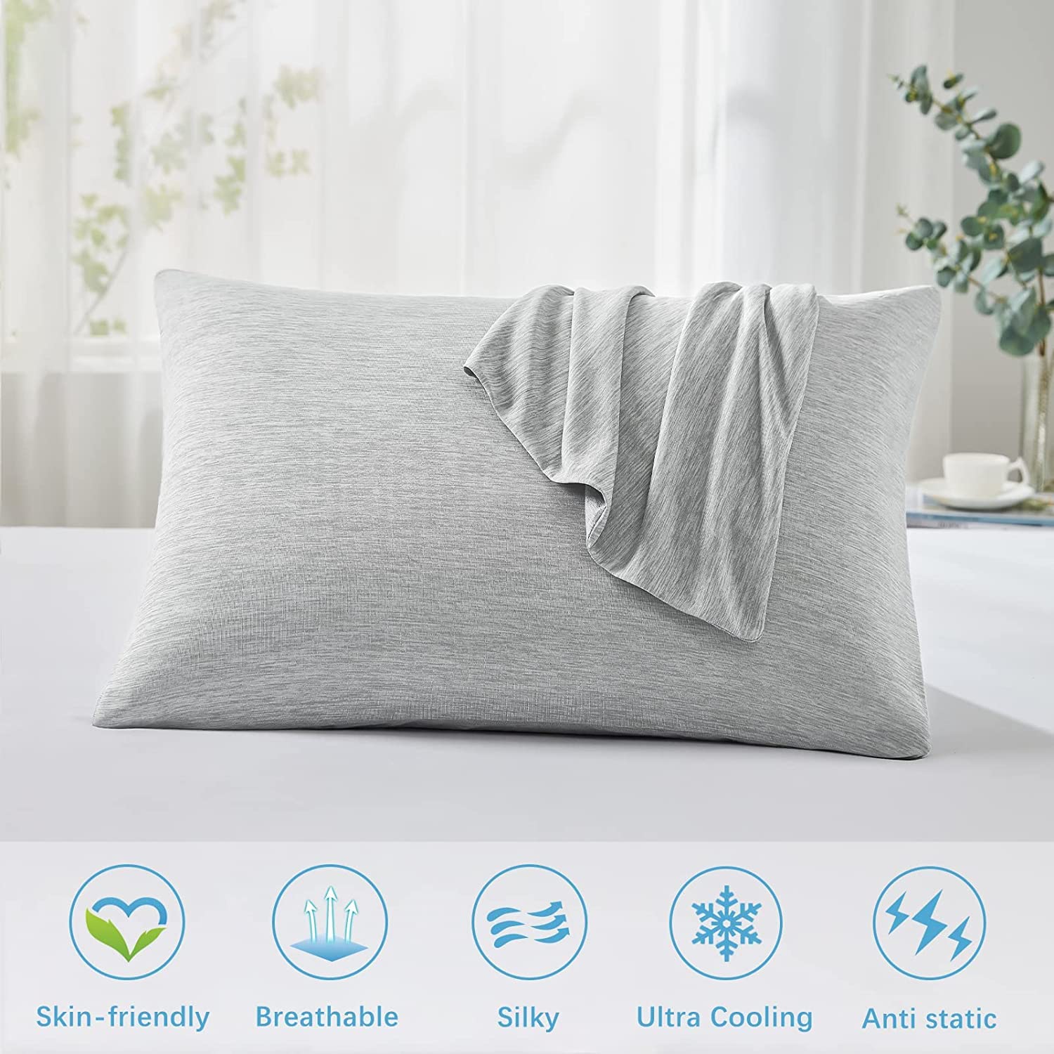 Revolutionary Gray Cooling Pillowcases Set of 2 – Arc-Chill Pro Q-Max 0.4