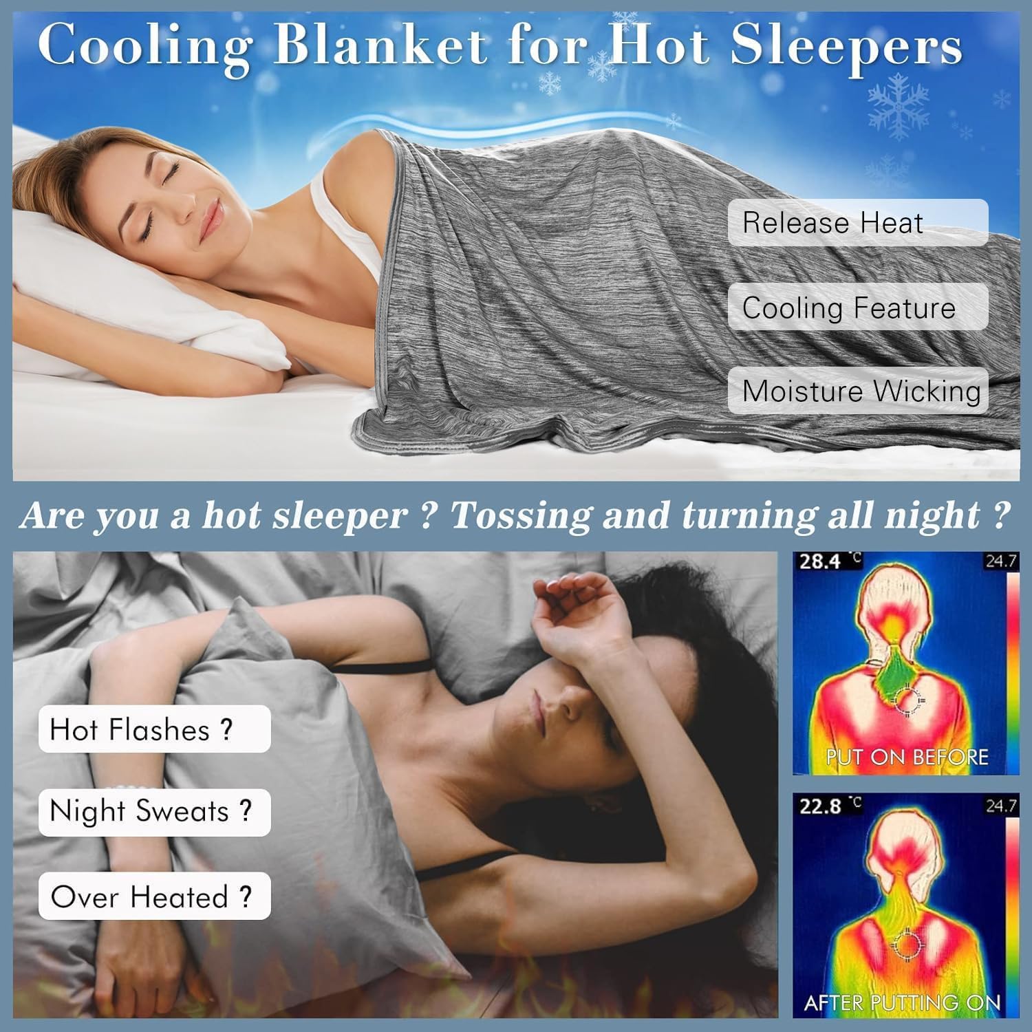 Elegear Black Cooling Blanket – Arc-Chill 3.0, Q-Max>0.5, Multi-Size Options