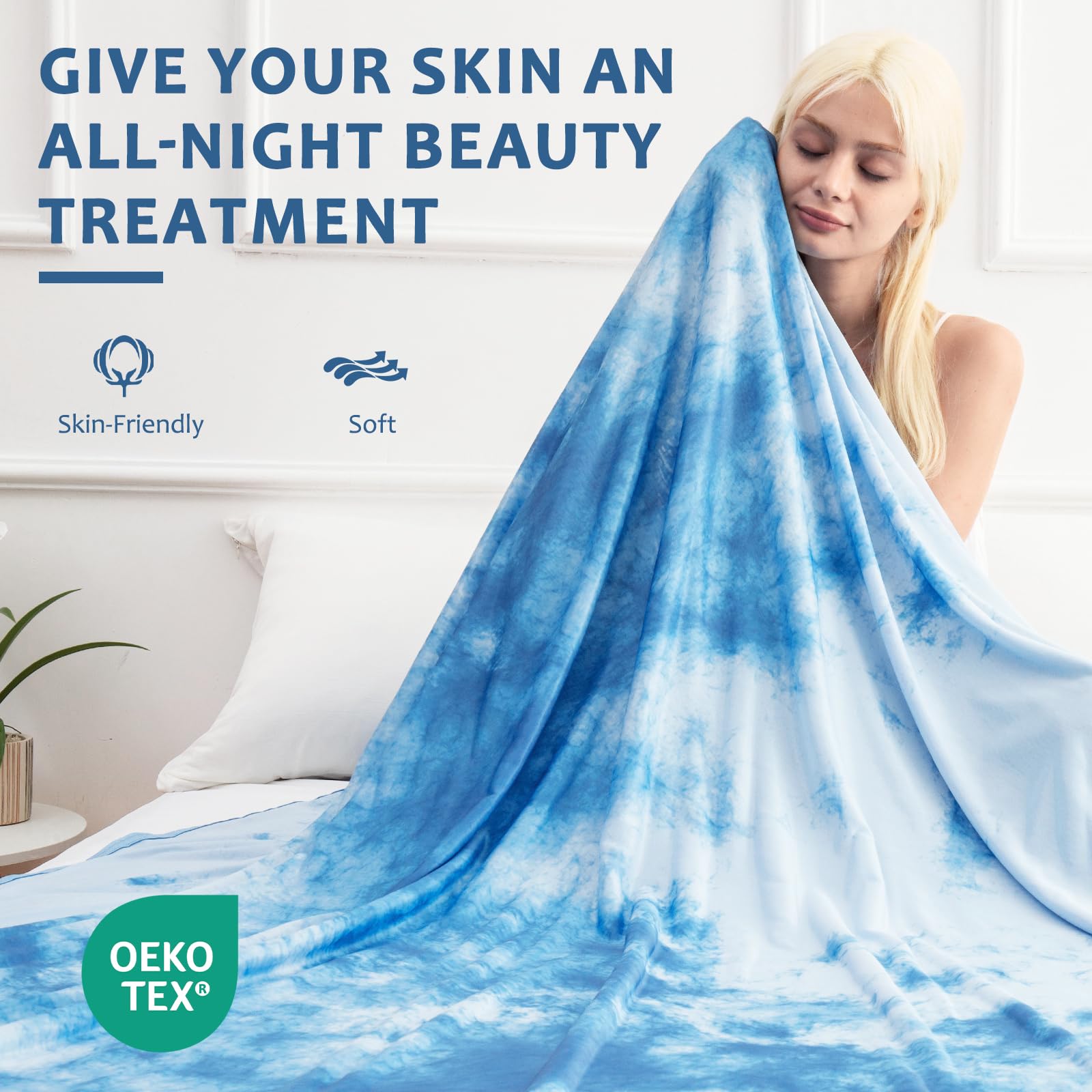 Arc-Chill Cooling Blanket – Tie Dye, Double-Layer & Dual-Sided Q-Max 0.5+ Cool Blanket for Hot Sleepers & Night Sweats-Blue