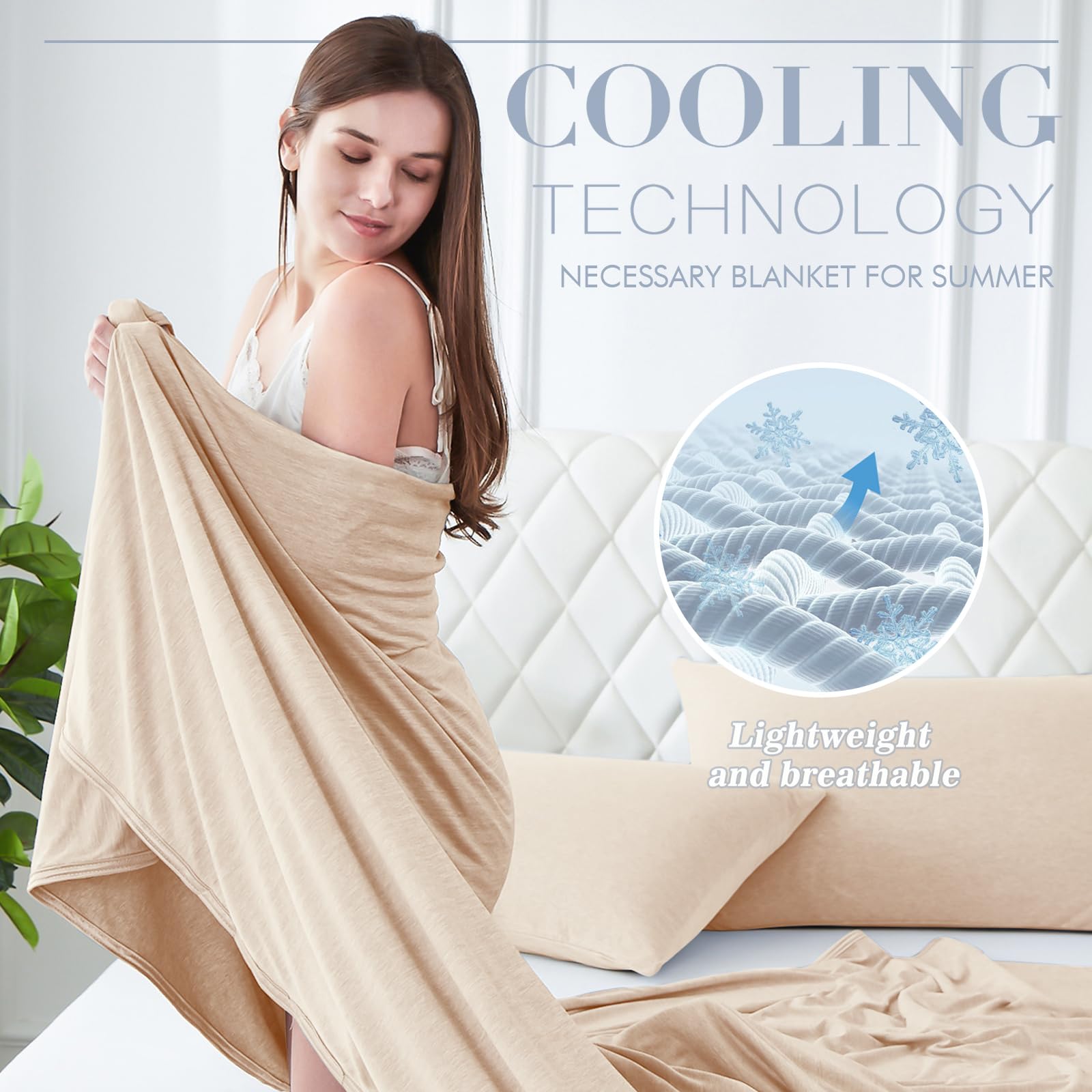 Elegear Light Brown Cooling Blanket – Arc-Chill 3.0, Q-Max>0.5, Multi-Size Options